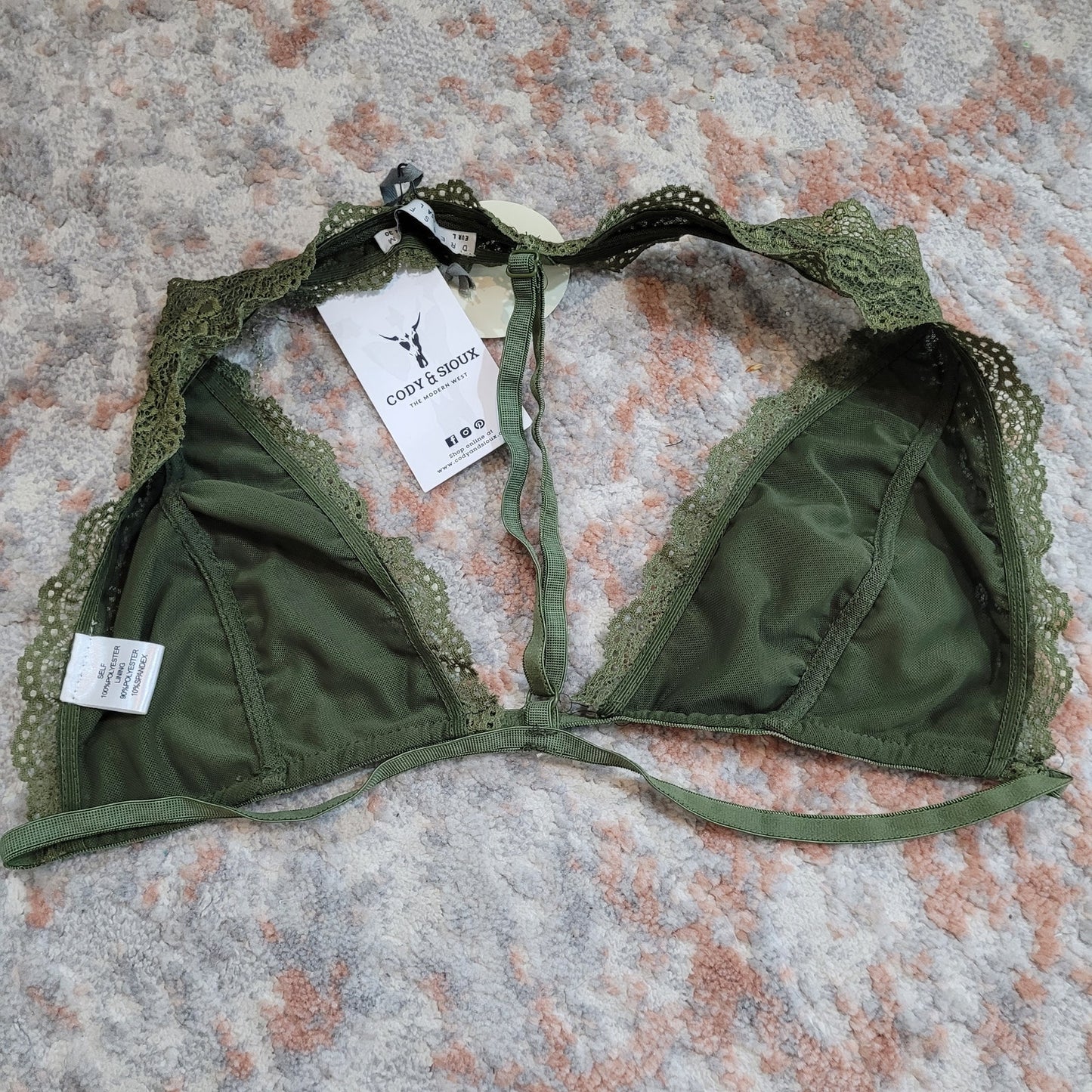 Dress Forum Green Lace Bralette - Size Large