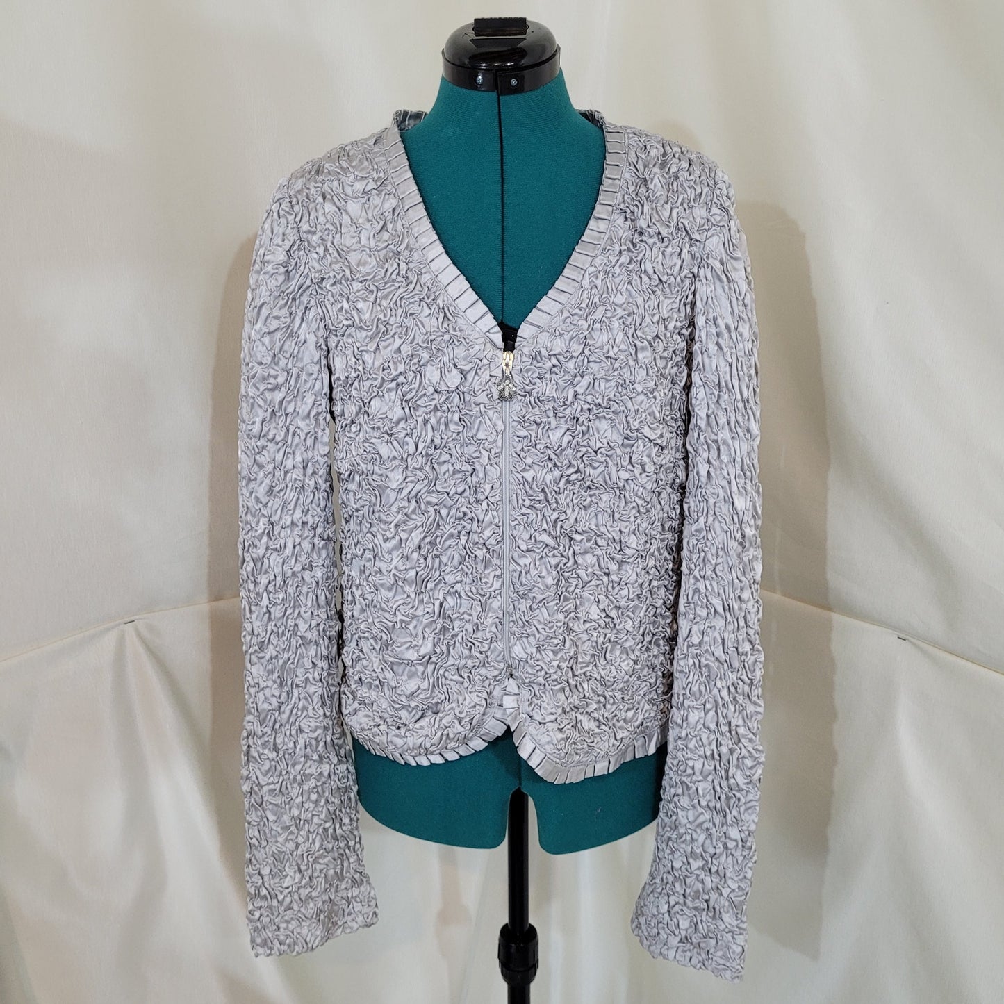 Joseph Ribkoff Silver Rouched Jacket - Size 12