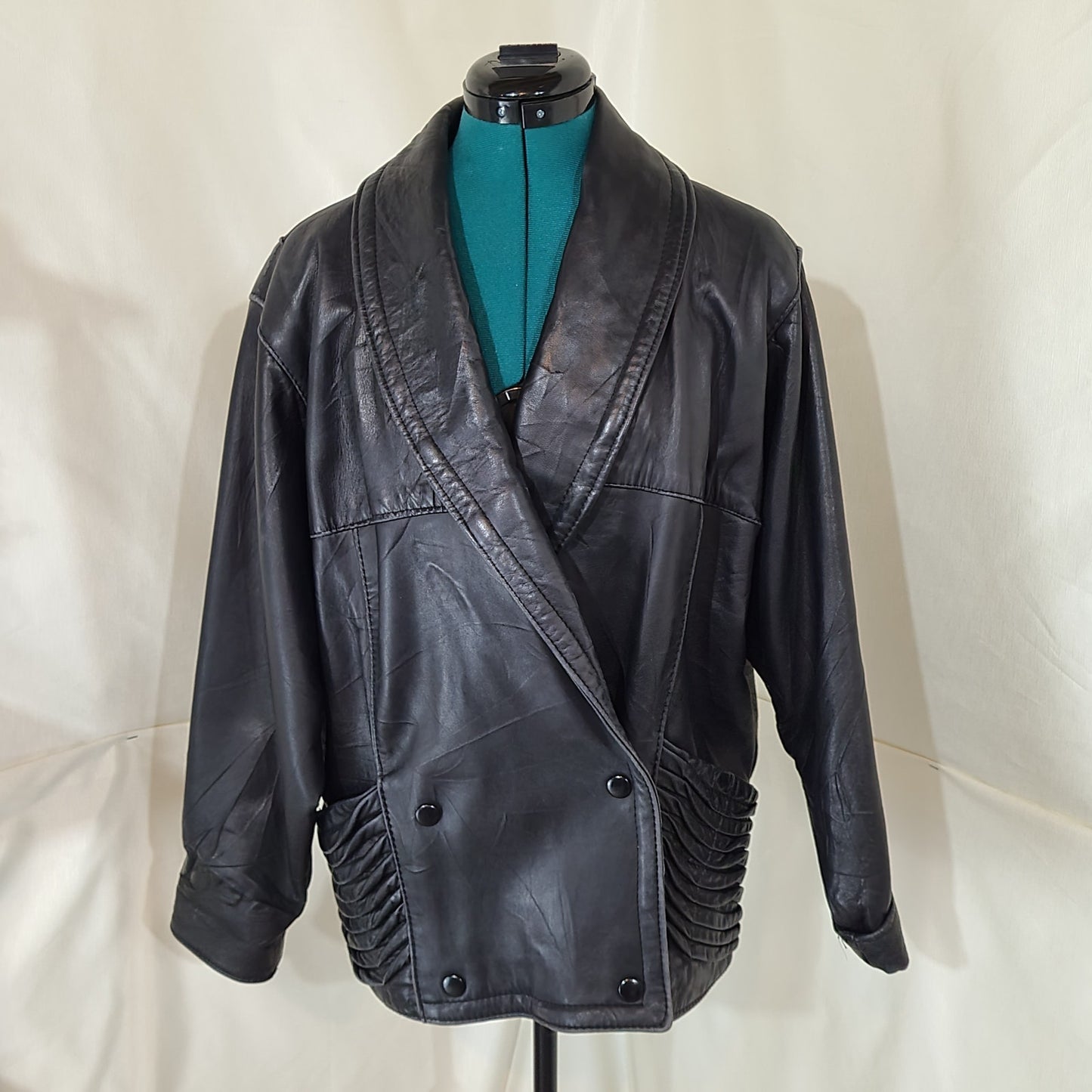 Vintage 1980s Valentino Pelle Black Leather Jacket - Size Medium