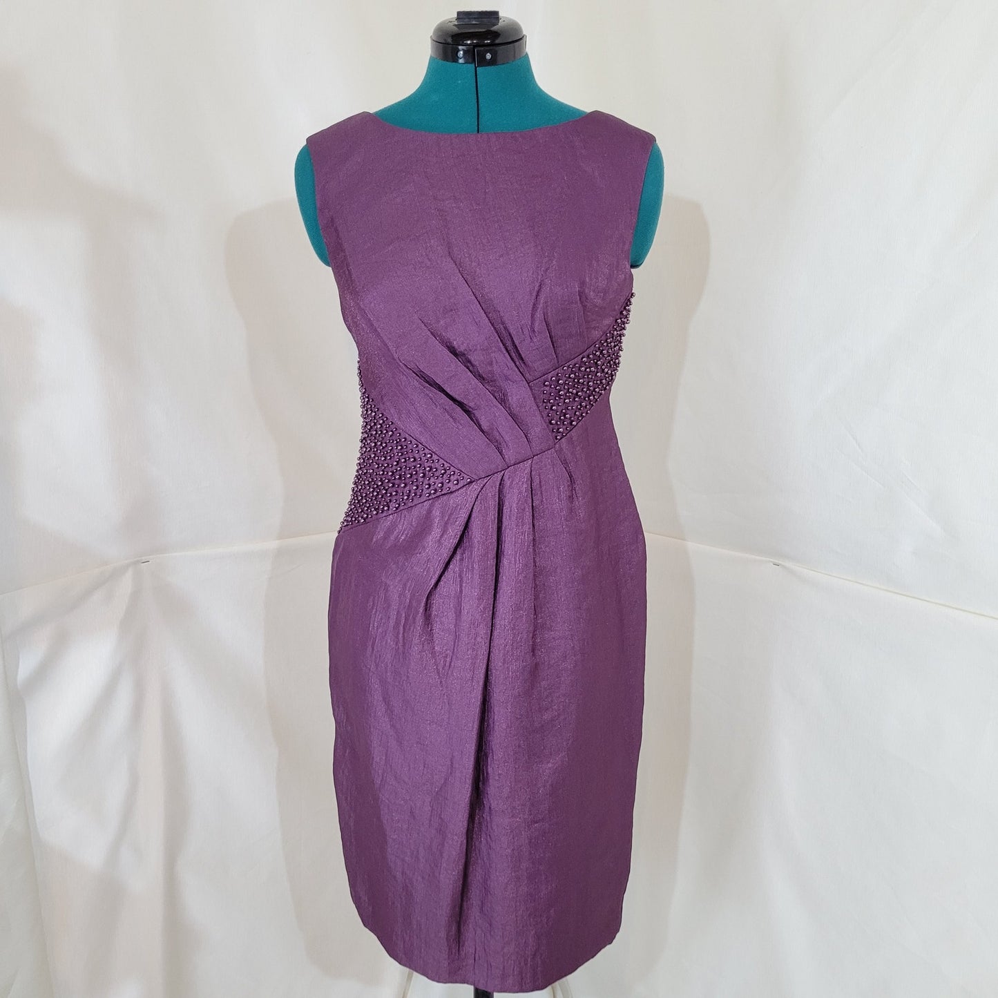 Adrianna Papell Purple Beaded Cocktail Dress - Size 4