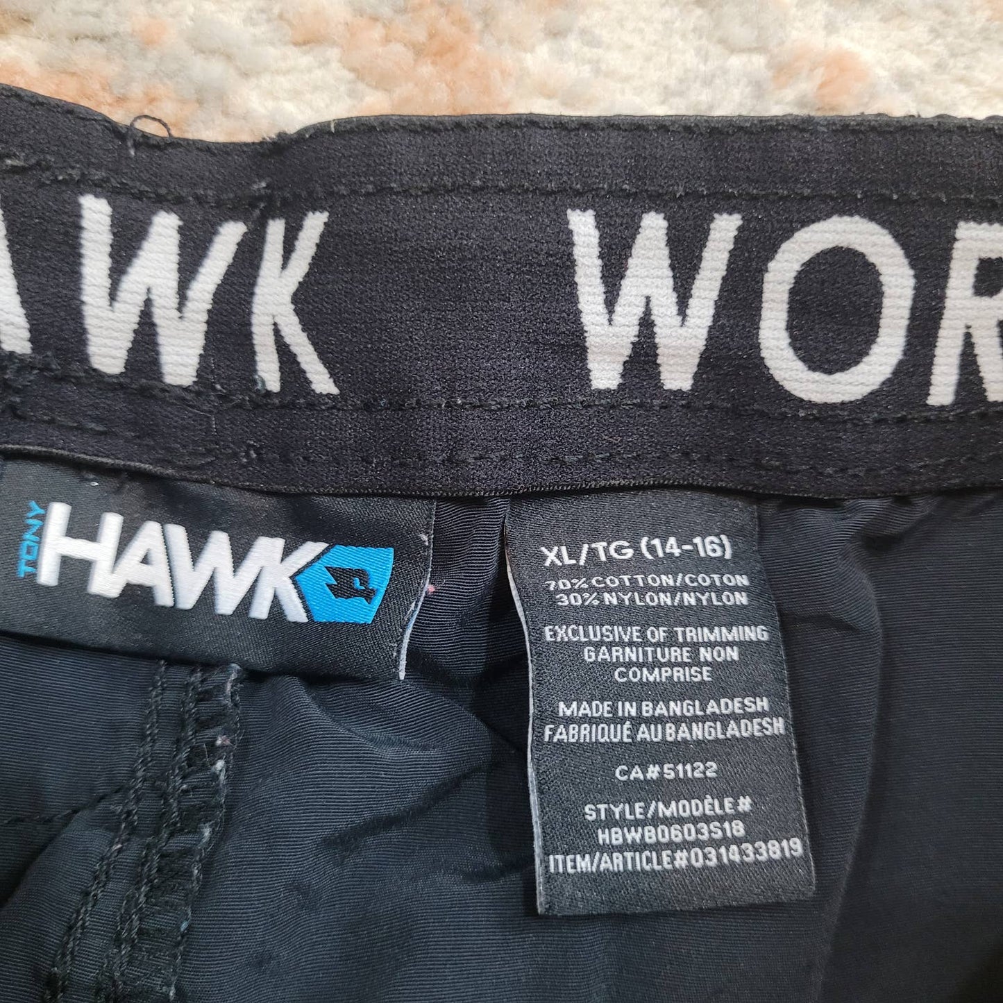 Tony Hawk Black Shorts - Size Extra Large
