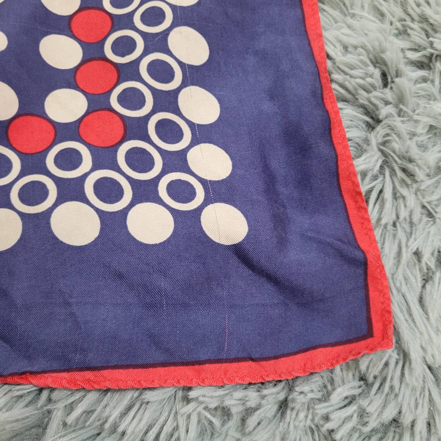 Vintage Silk Square Scarf with Polka Dots