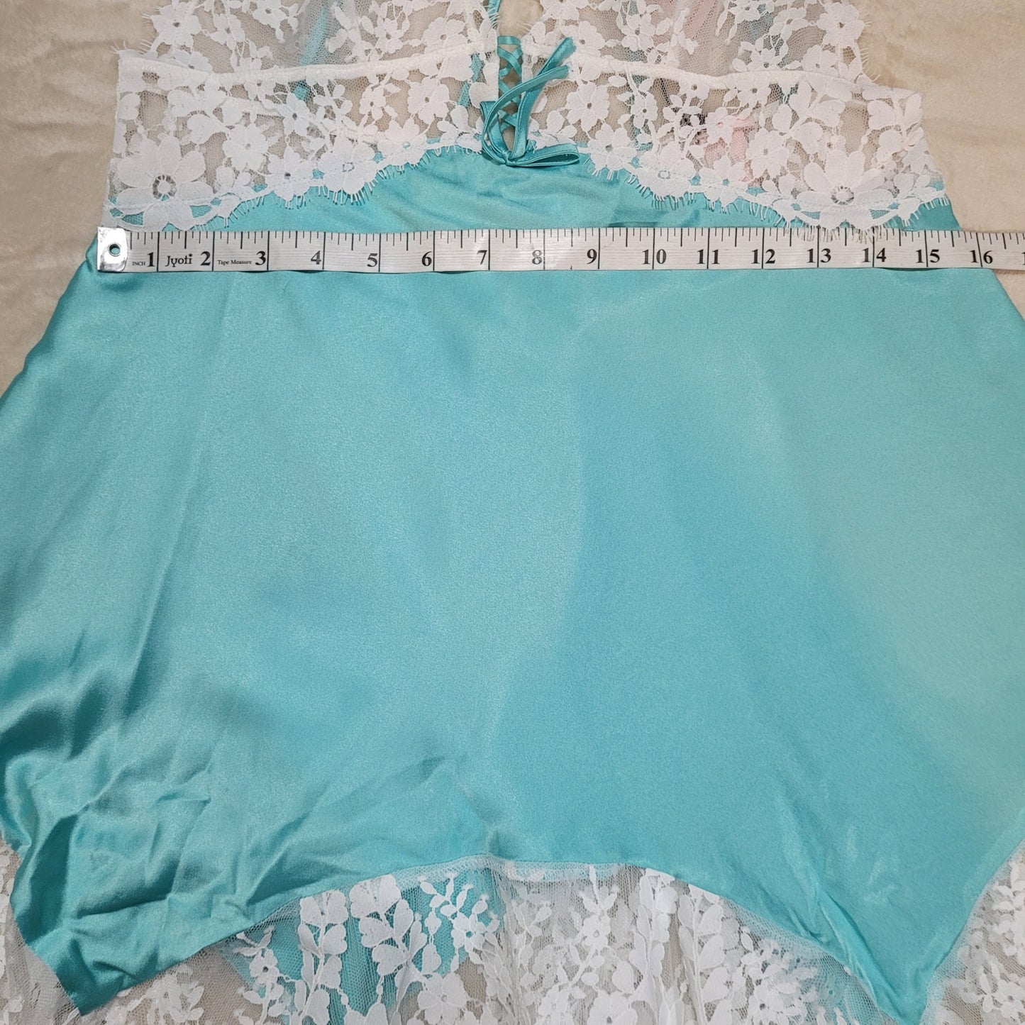 Victoria's Secret Tiffany Blue Satin Lace Bridal Chemise Slip - Size Medium