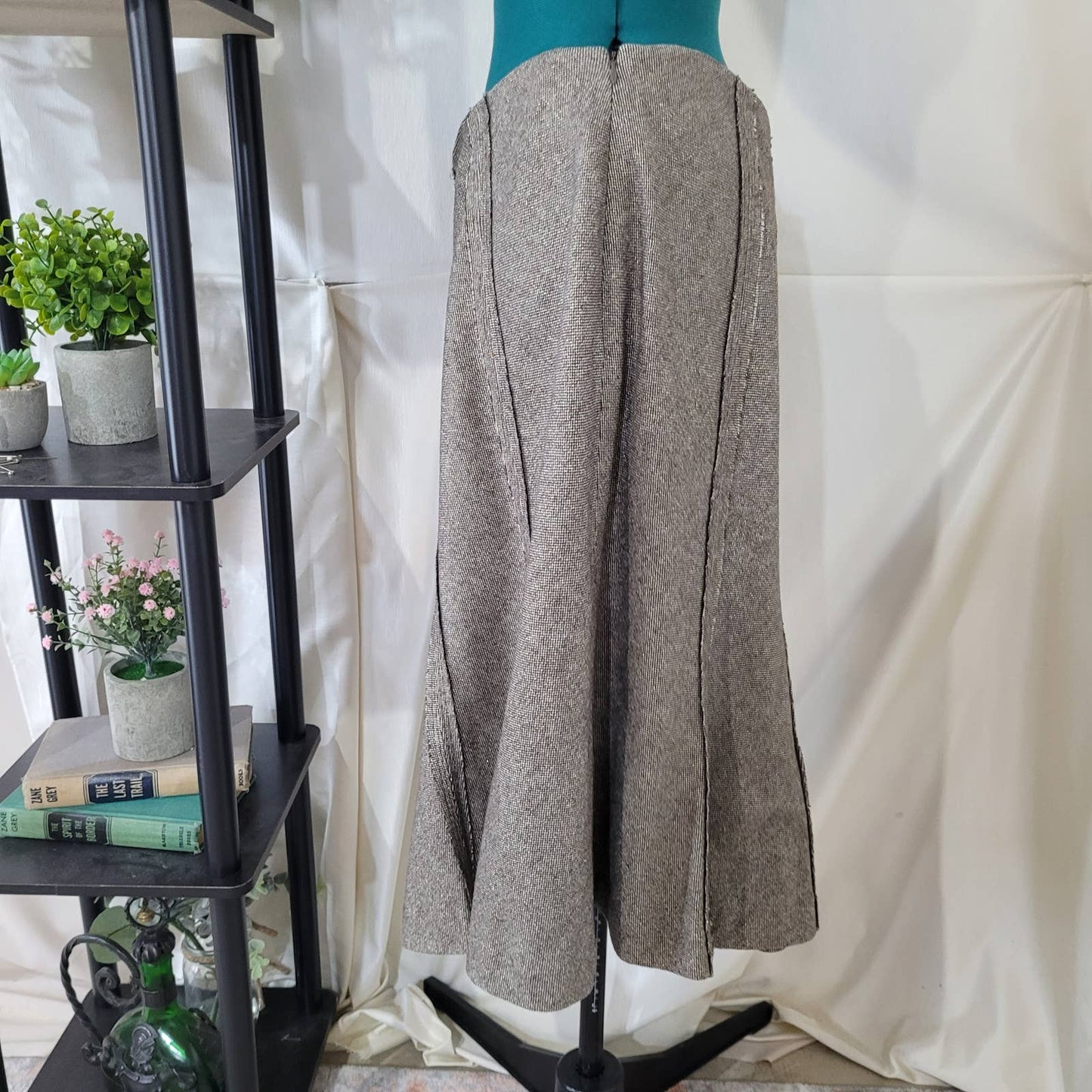 Alfani Wool Blend Brown Sparkly Midi Skirt - Size 12