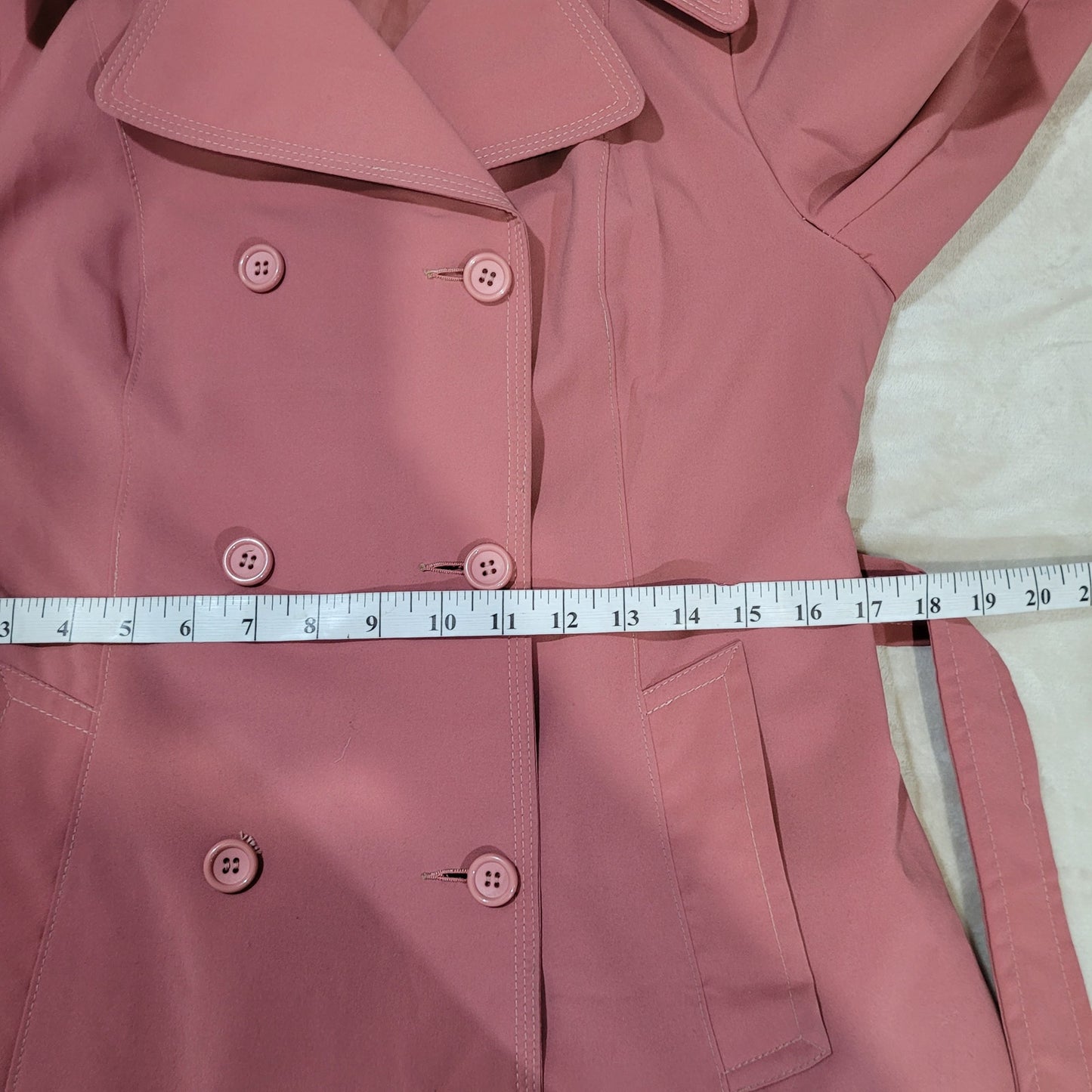 Vintage 1960s 1070s Betty Barclay Pink Trench Coat with Removable Hood - Medium