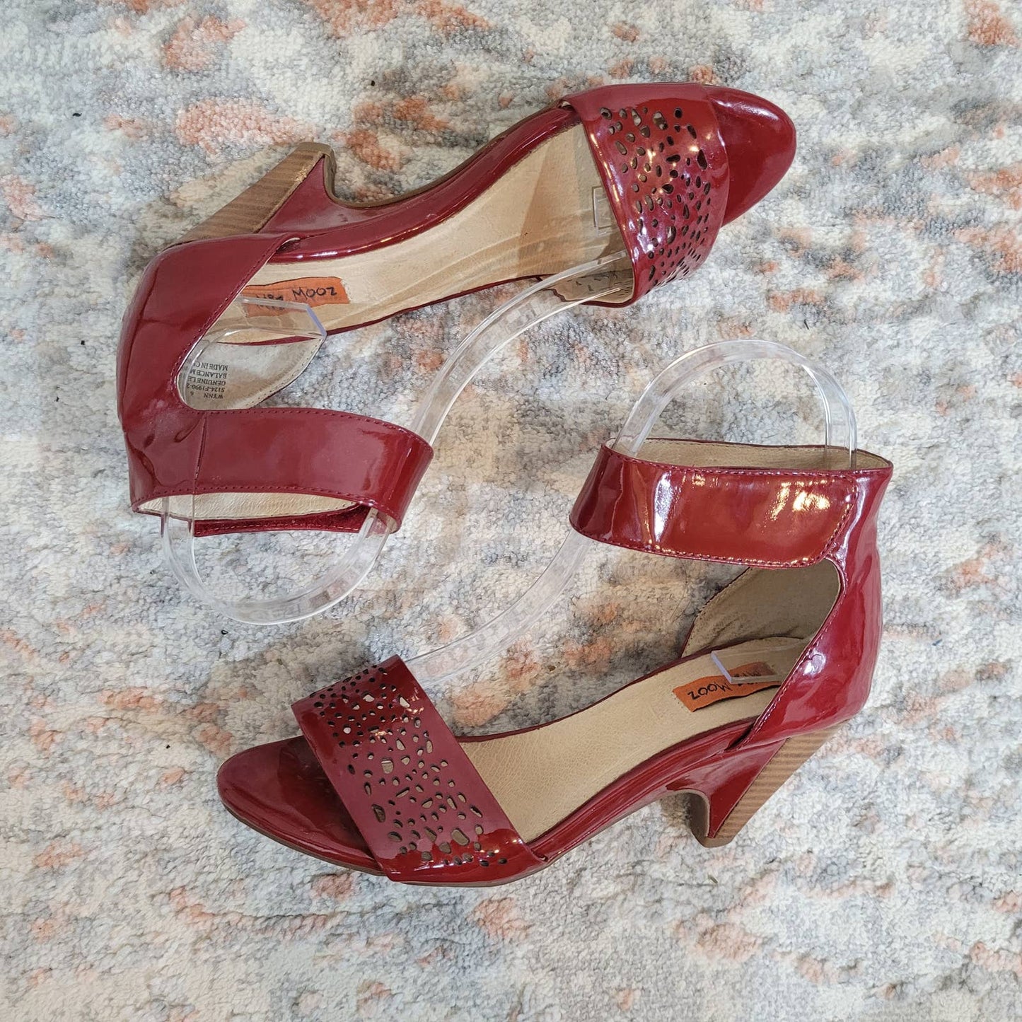 Miz Mooz Wynn Patent Leather Red Sandals with Real Leather Lining - Size 6