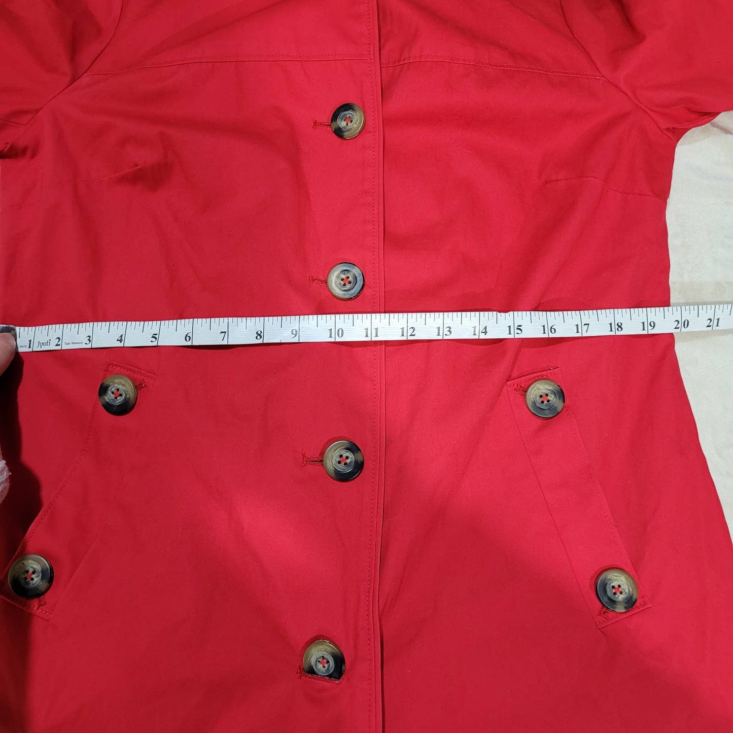 Boden Red Cotton Trench Coat - Size 10R