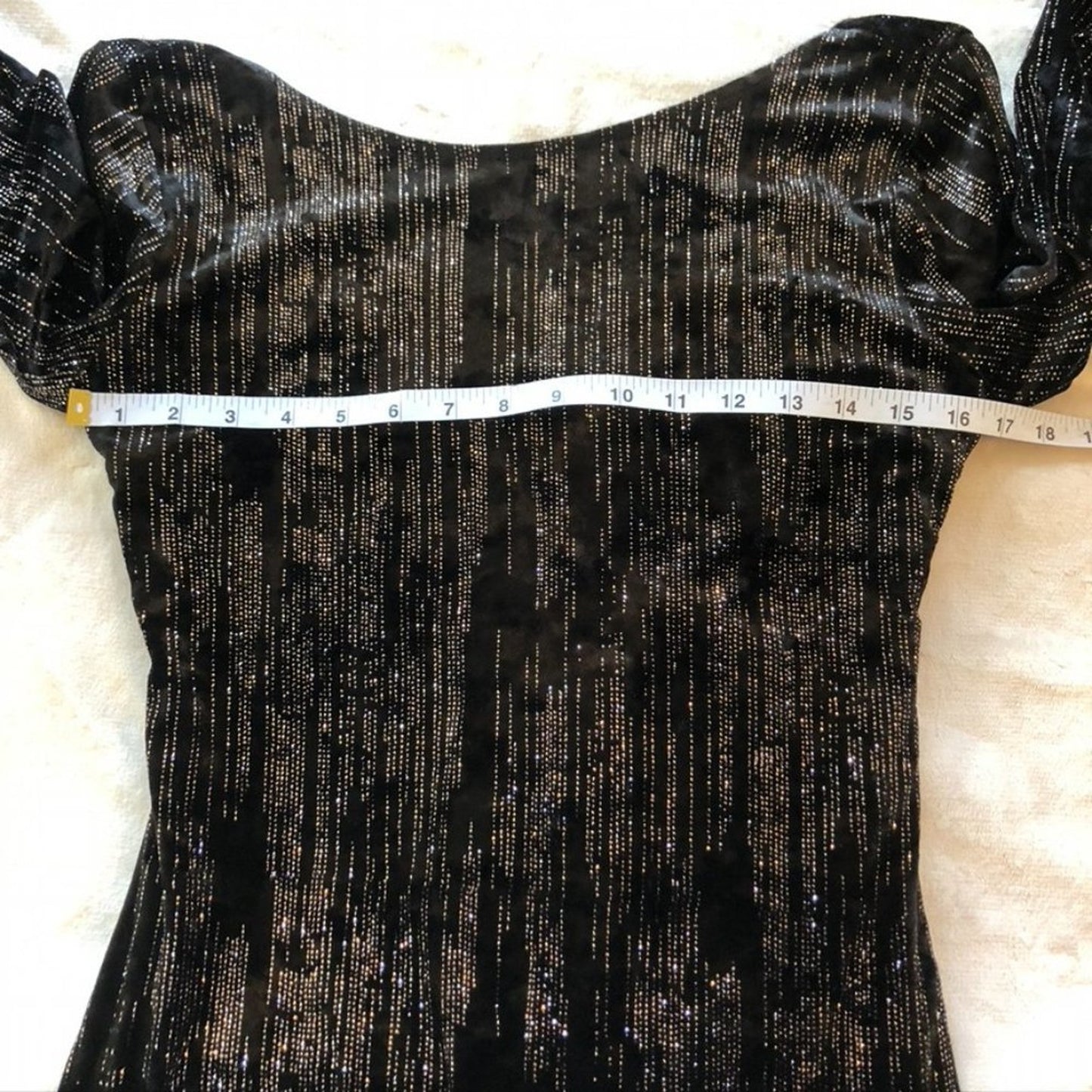 Le Chateau Black Sparkle Velvet Scoop Neck Dress - Size Medium