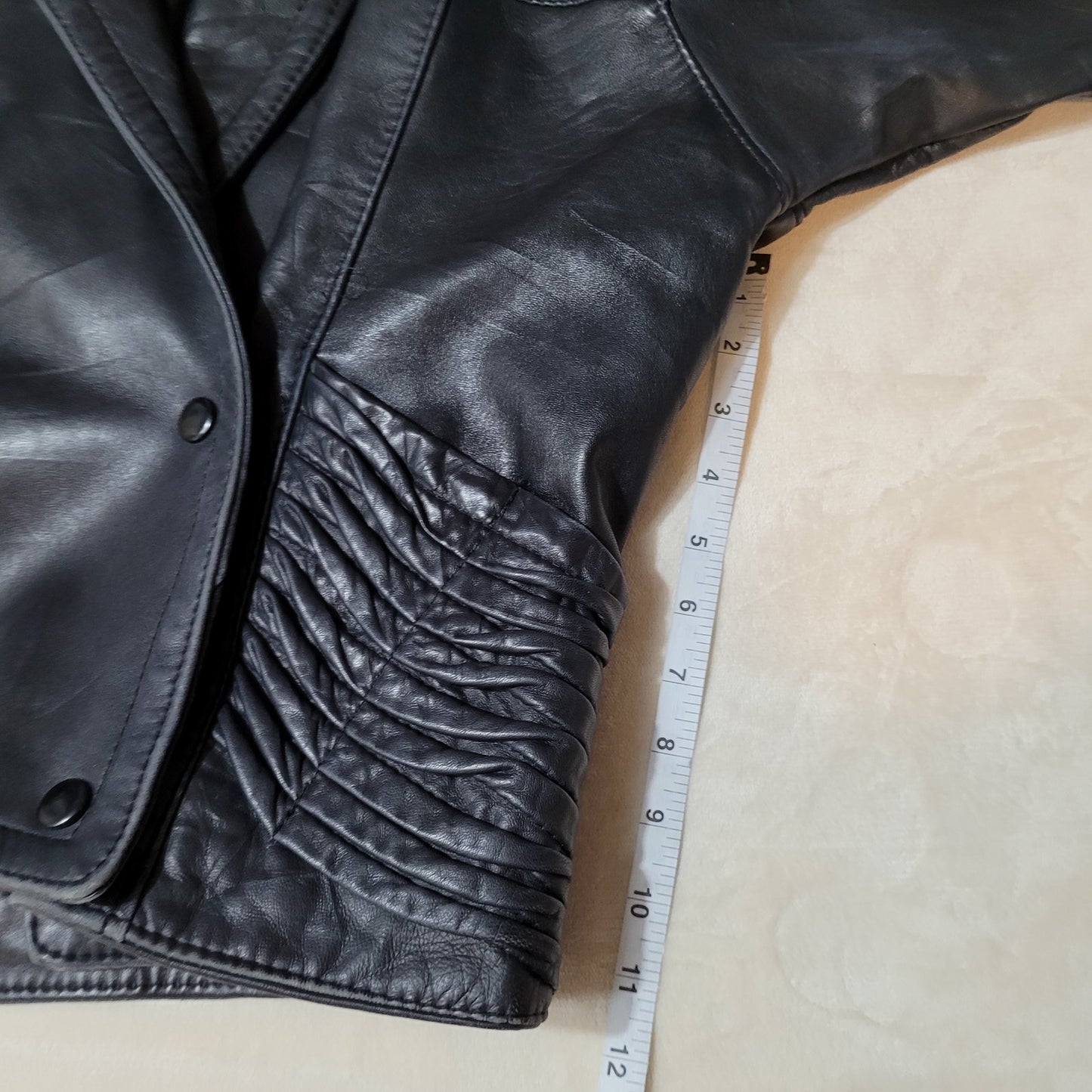 Vintage 1980s Valentino Pelle Black Leather Jacket - Size Medium