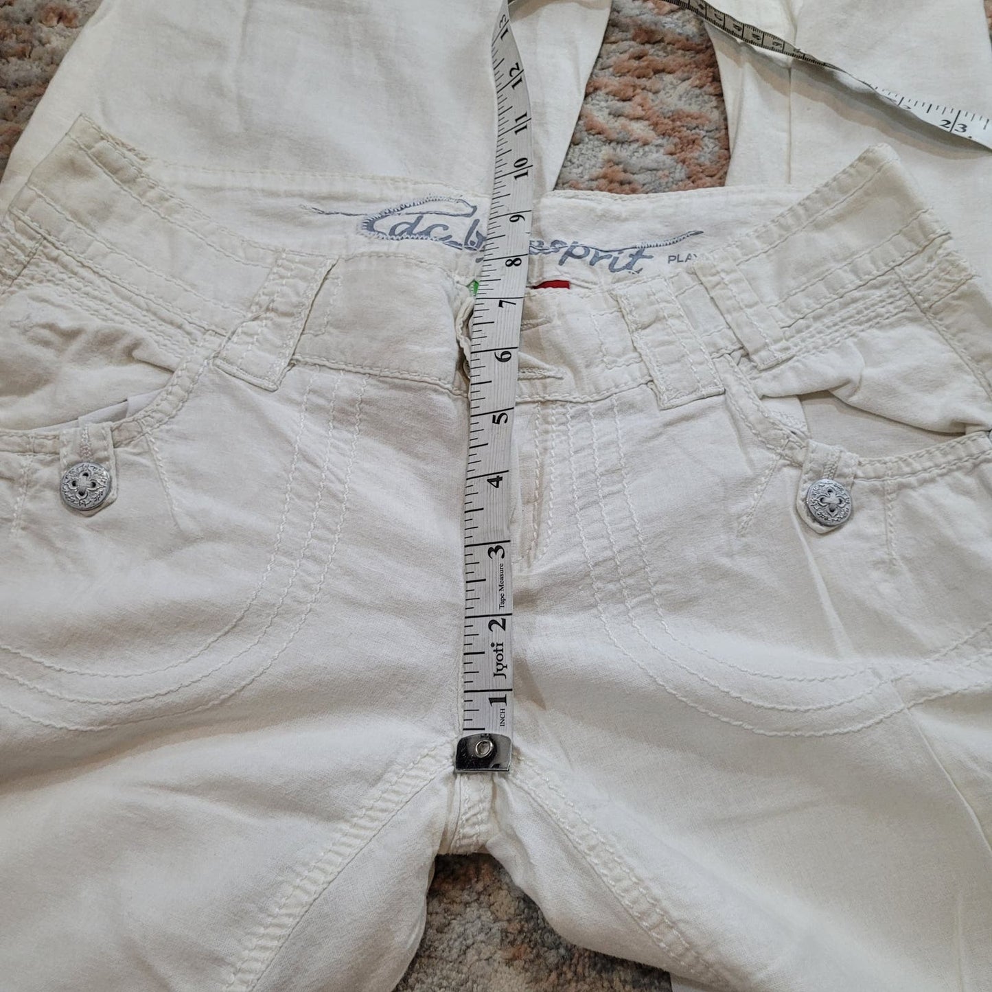 Esprit EDC Play White Flax Linen Blend Pants - Size 4