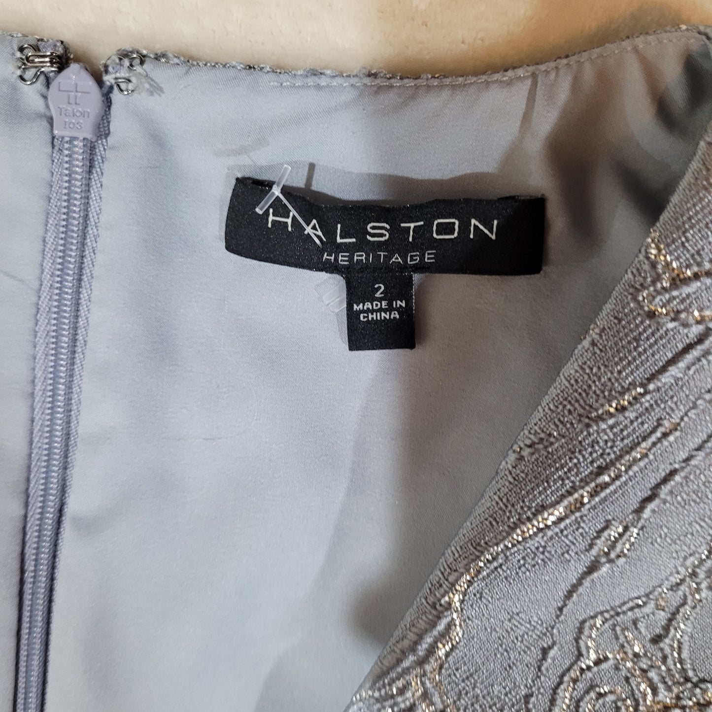 Halston Heritage Metallic Jacquard High/low Cocktail Dress In Silver Grey - 2