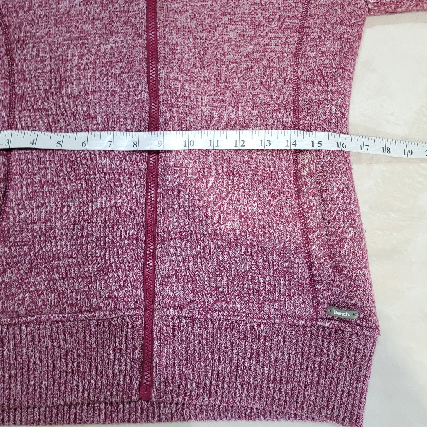 Bench Burgundy Sherpa Fleece Lined Full Zip Hoody - Size Medium