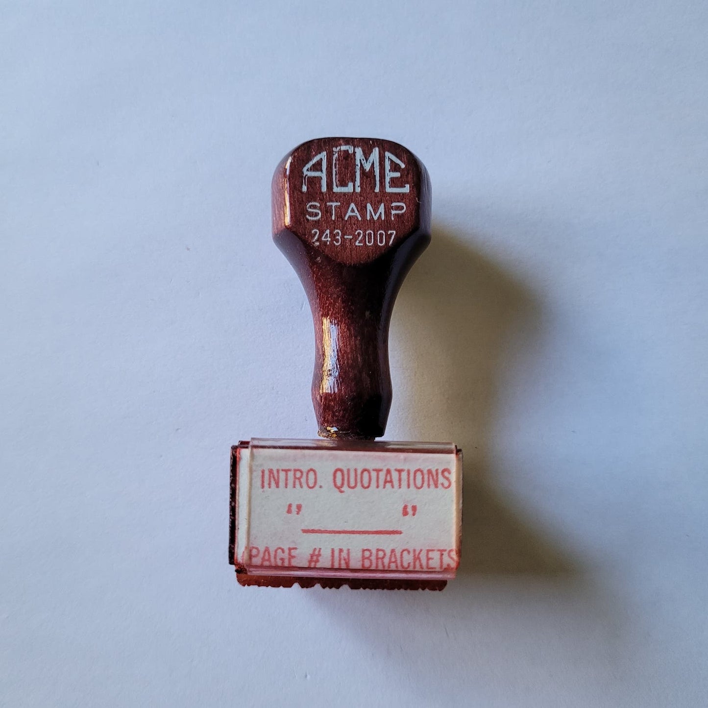 Vintage ACME Rubber Stamp - Intro. Quations "_____" Page # in Brackets