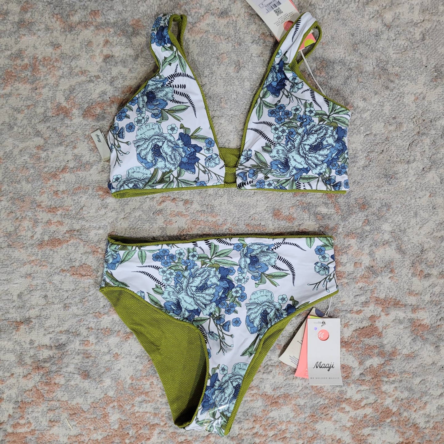 Maaji Olive Green Reversible Bikini Set - Size Extra Large / Large
