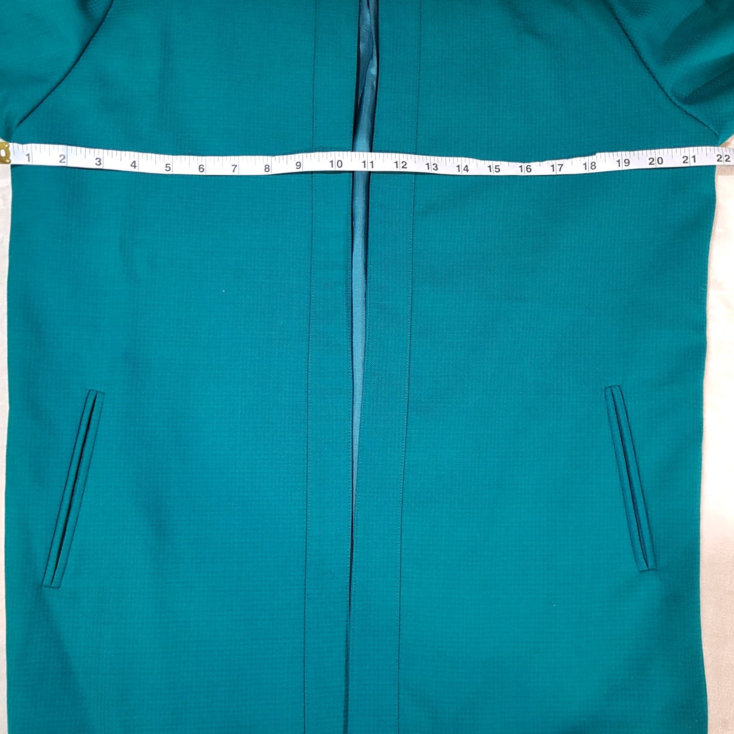 Vintage Mertelli Collection Teal Pure Virgin Wool Open Blazer - Size 6