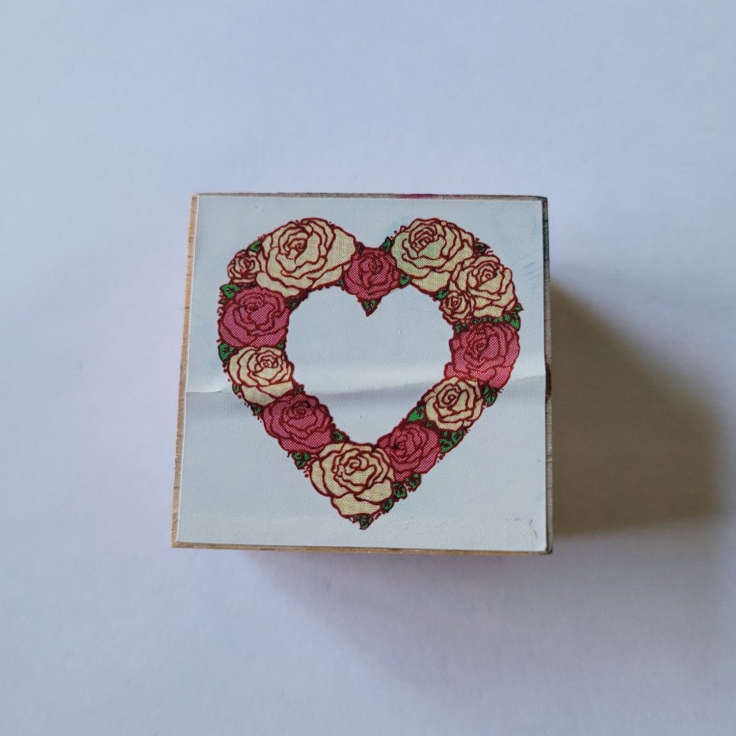 Vintage Rubber Stamp - Floral Heart Wreath