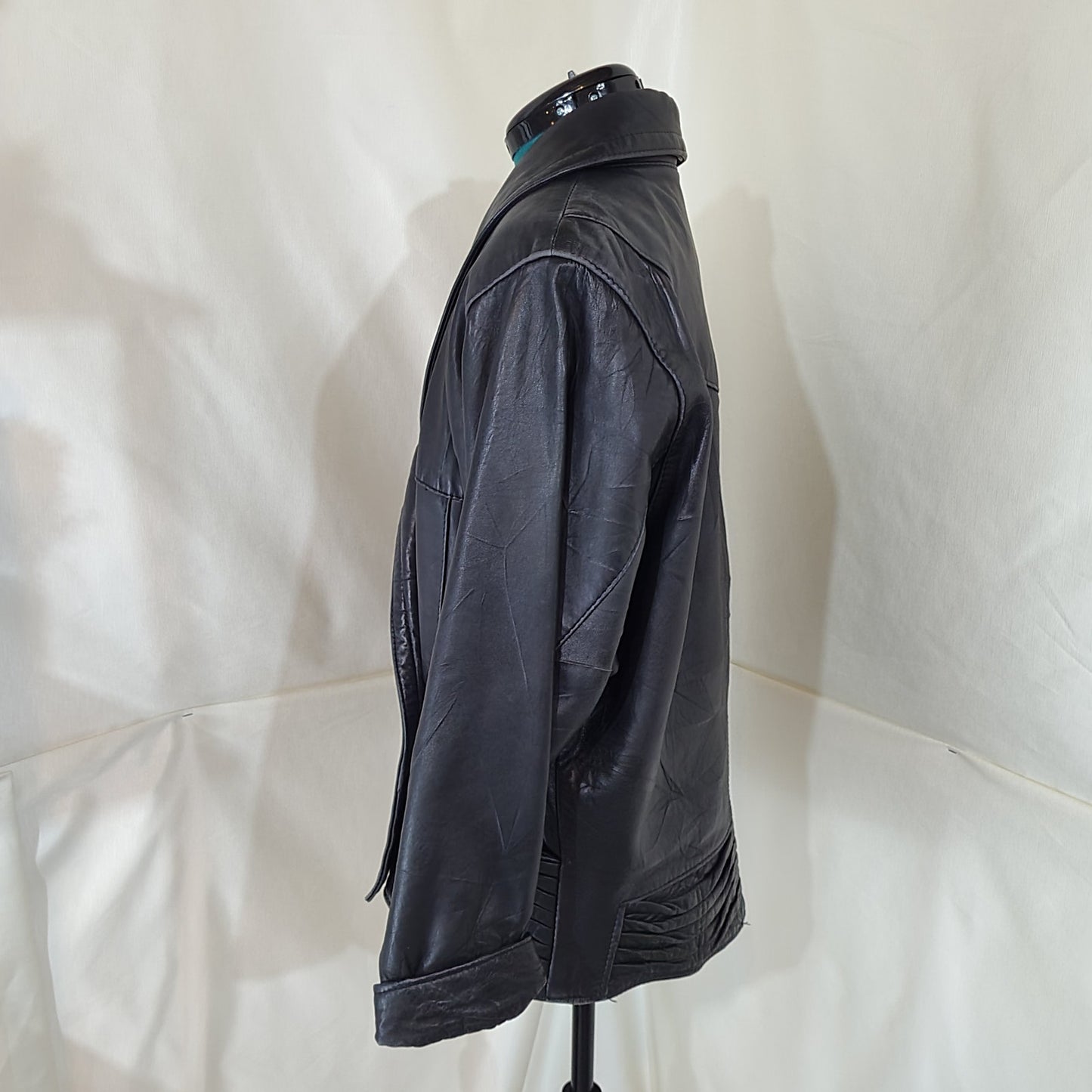 Vintage 1980s Valentino Pelle Black Leather Jacket - Size Medium