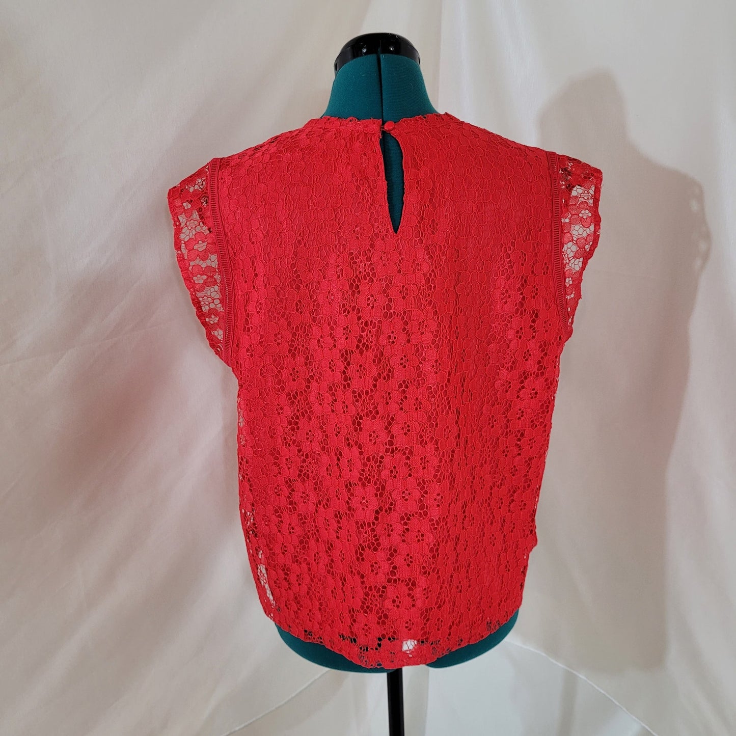 Nanette Lepore Red Lace Smock Blouse - Size Extra Large