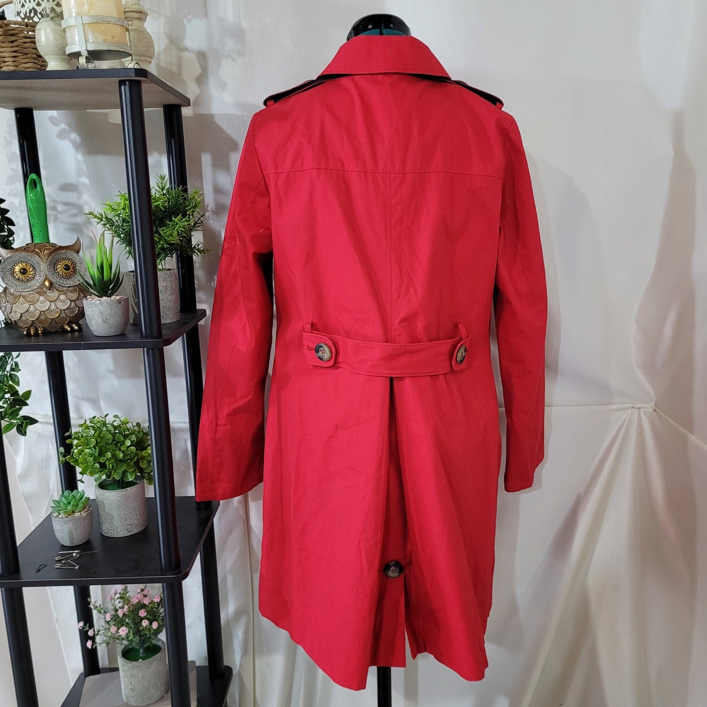 Boden Red Cotton Trench Coat - Size 10R