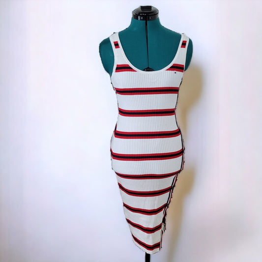 Tommy Hilfiger Striped Sleeveless Ribbed Dress with Snap Button Side - Size XXS