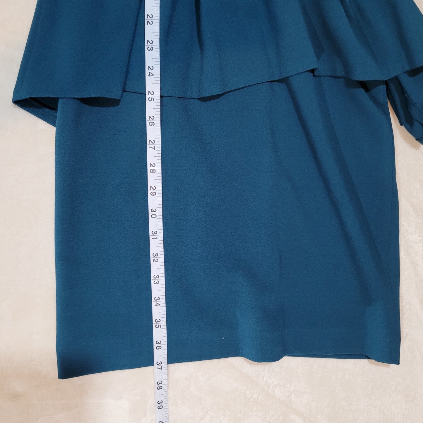 W118 by Walter Baker Teal Peplum Dress Lace and Vegan Leather Trim - Size XS