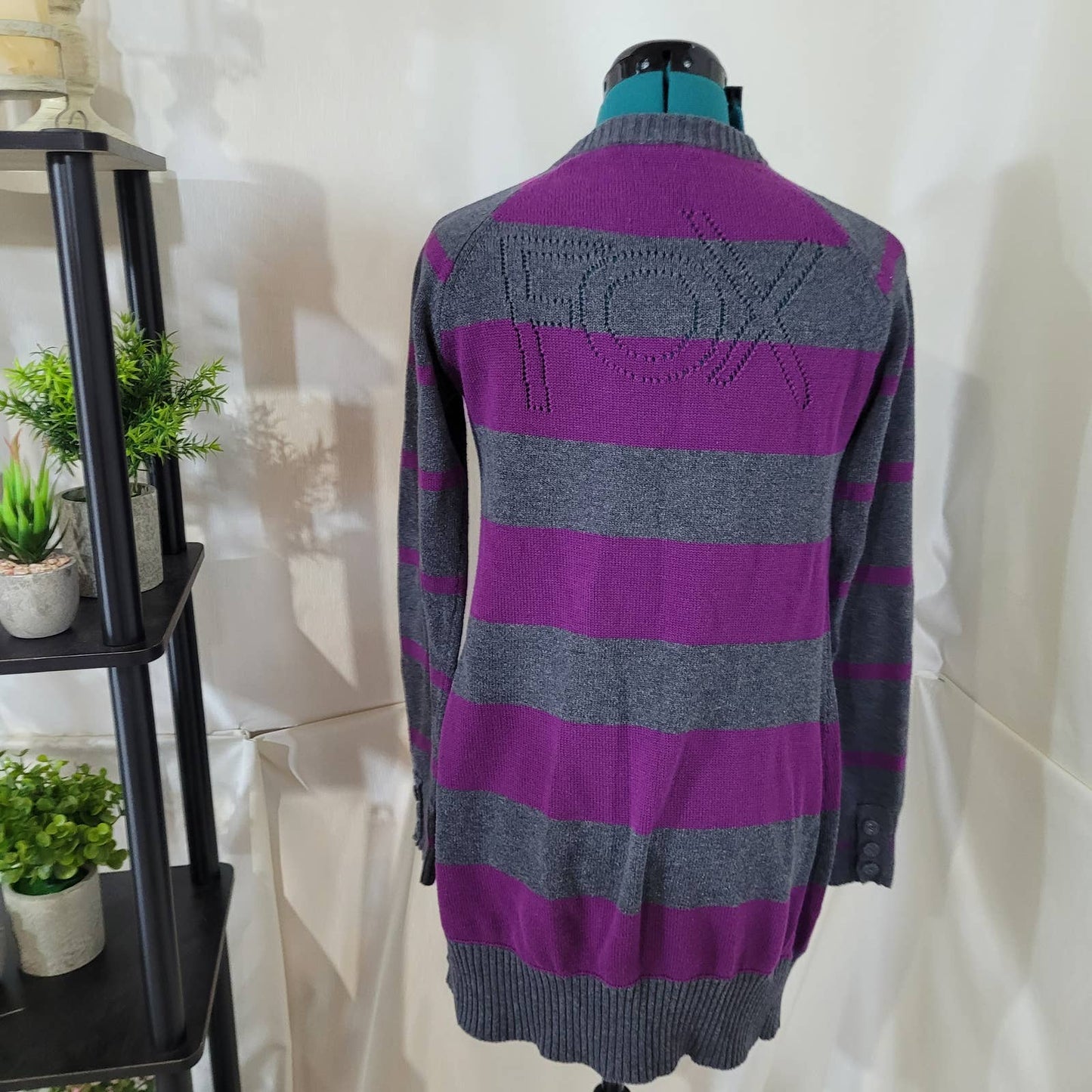 Fox Racing Y2K Gray and Purple Striped Cardigan - Size Small
