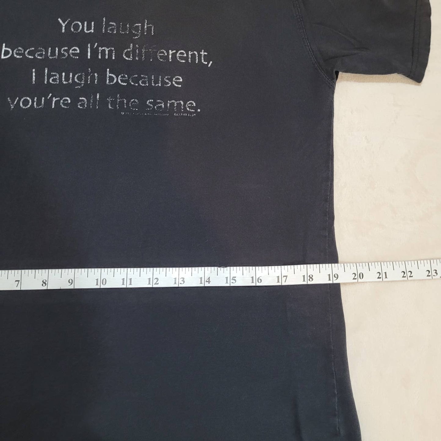Black T-Shirt with Witty Saying - Men's Small, Women's Medium