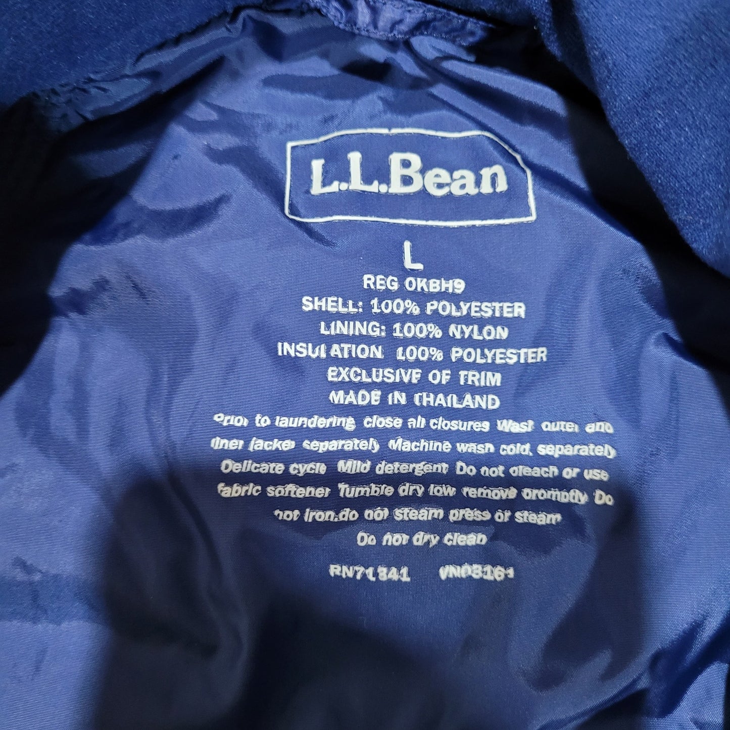 L.L. Bean Blue Puffer Primaloft Coat Jacket - Size Large