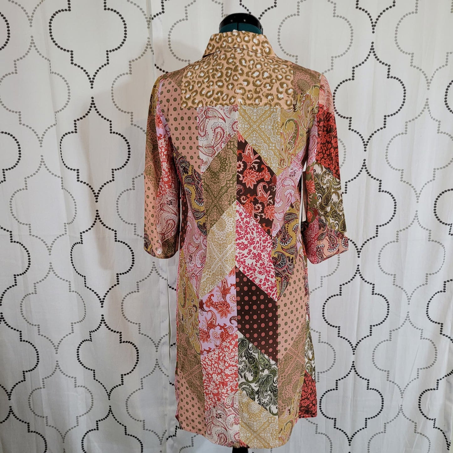 Kachel Anthropologie Womens Benedetta Silk Tunic Dress Patchwork - Size 4