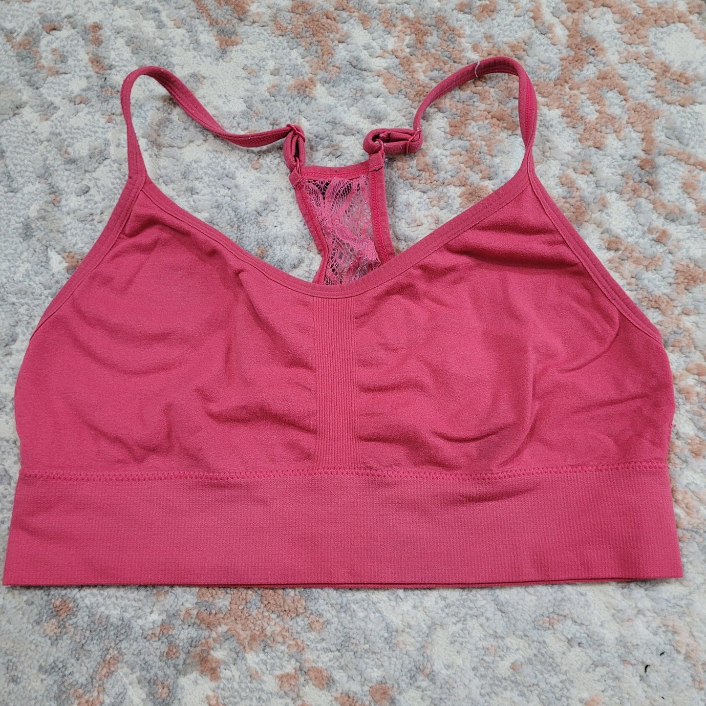 Nautica Pink Bralette with Lace Accent - Size Medium