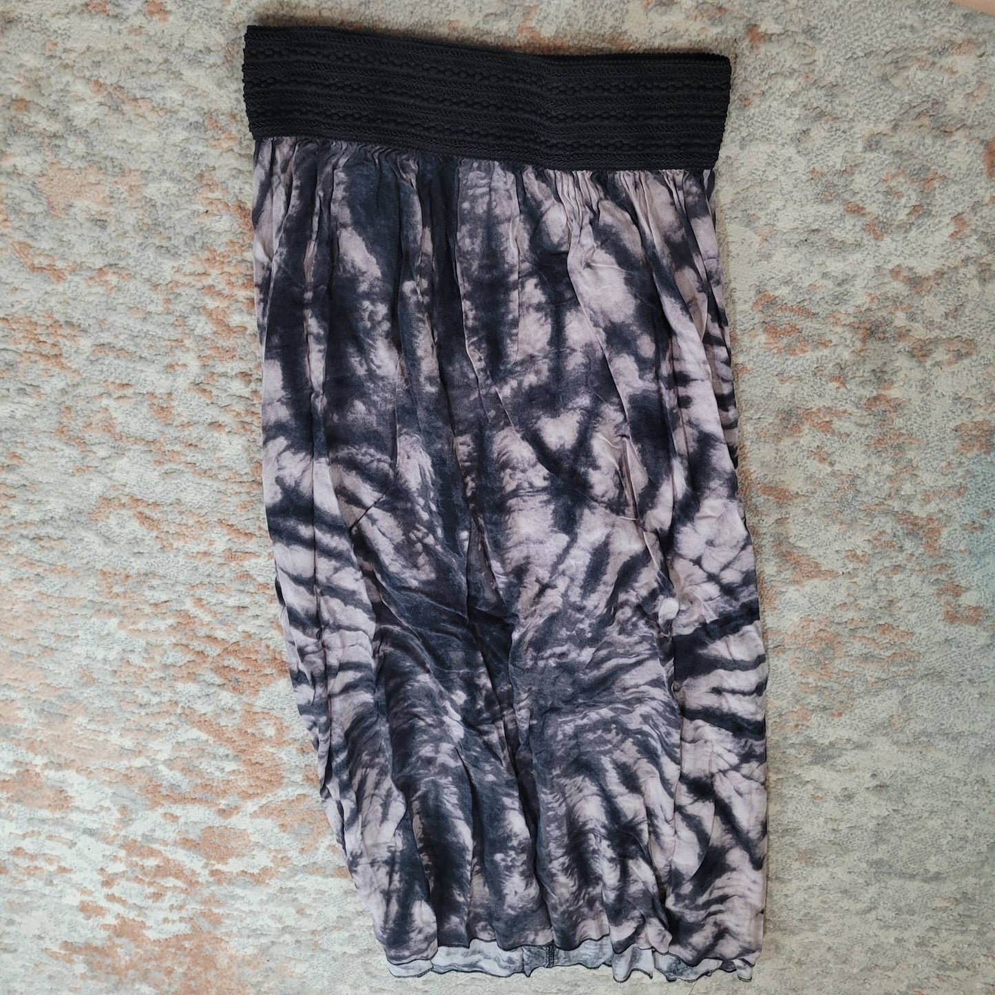 Ardene Black Tie Dye Maxi Skirt - Size Medium