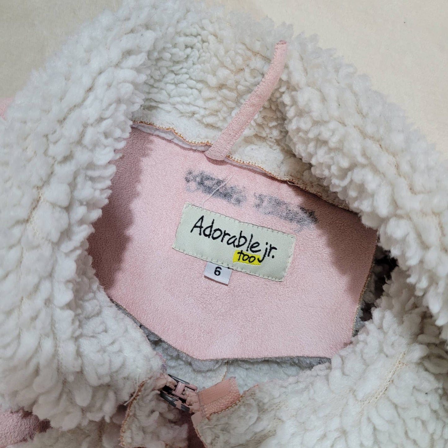 Adorable Junior Too Faux Sherpa Pink Coat - Size 6
