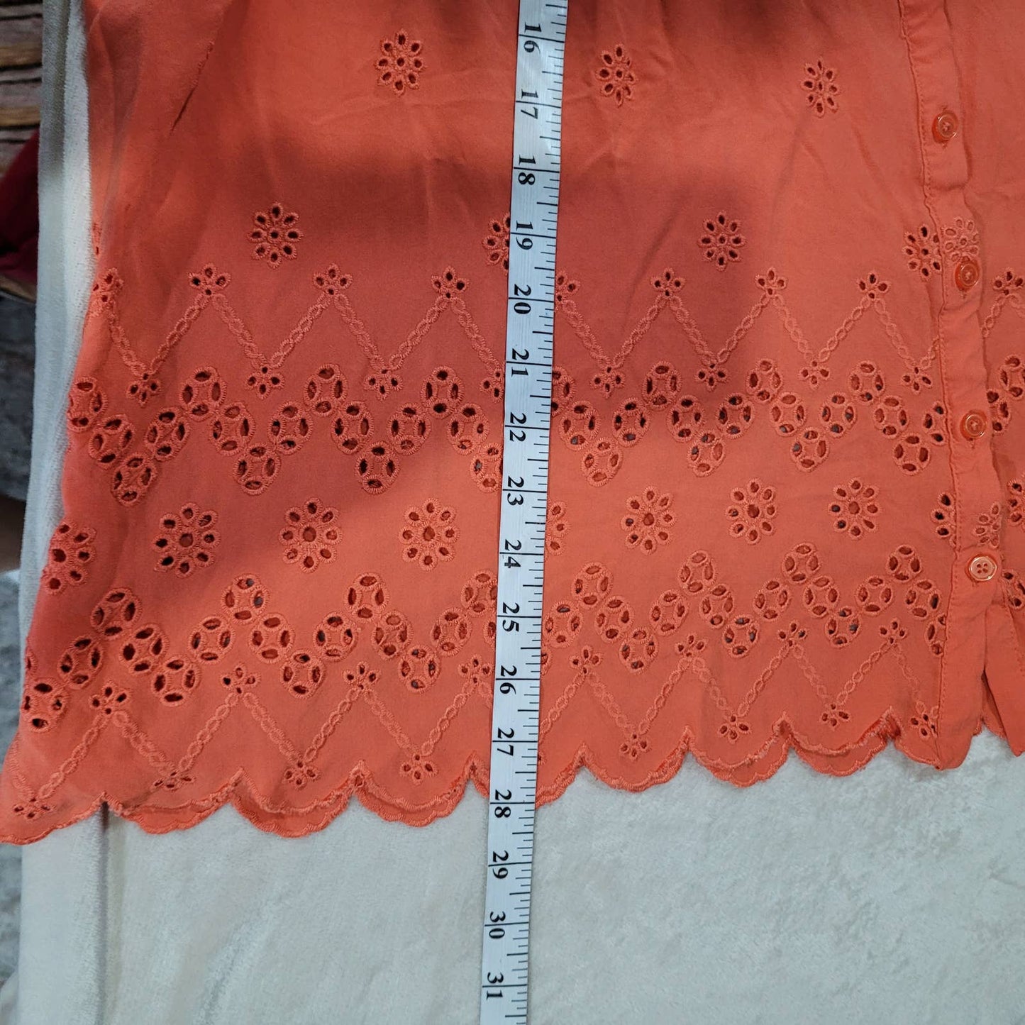 Torrid Coral Eyelet Ruffle Tie Front Tank Top - Size 4X