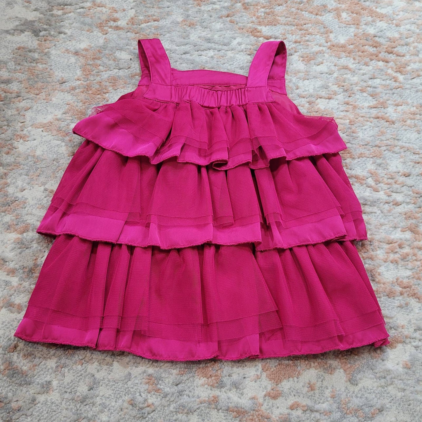 H&M Pink Tiered Ruffle Sleeveless Dress with Flower Accent - Size 7-8Y
