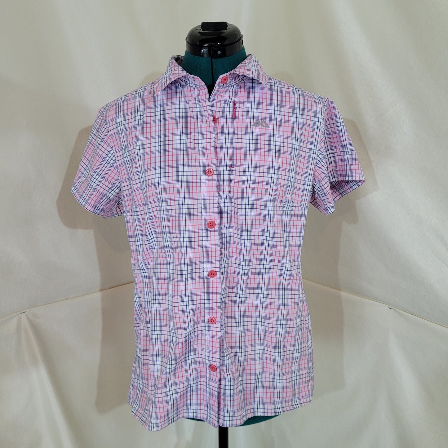 Kathmandu driMOTION Plaid Button Up Slim Fit T-Shirt - Size 12