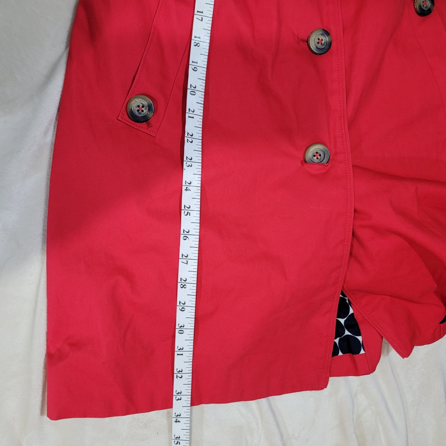 Boden Red Cotton Trench Coat - Size 10R