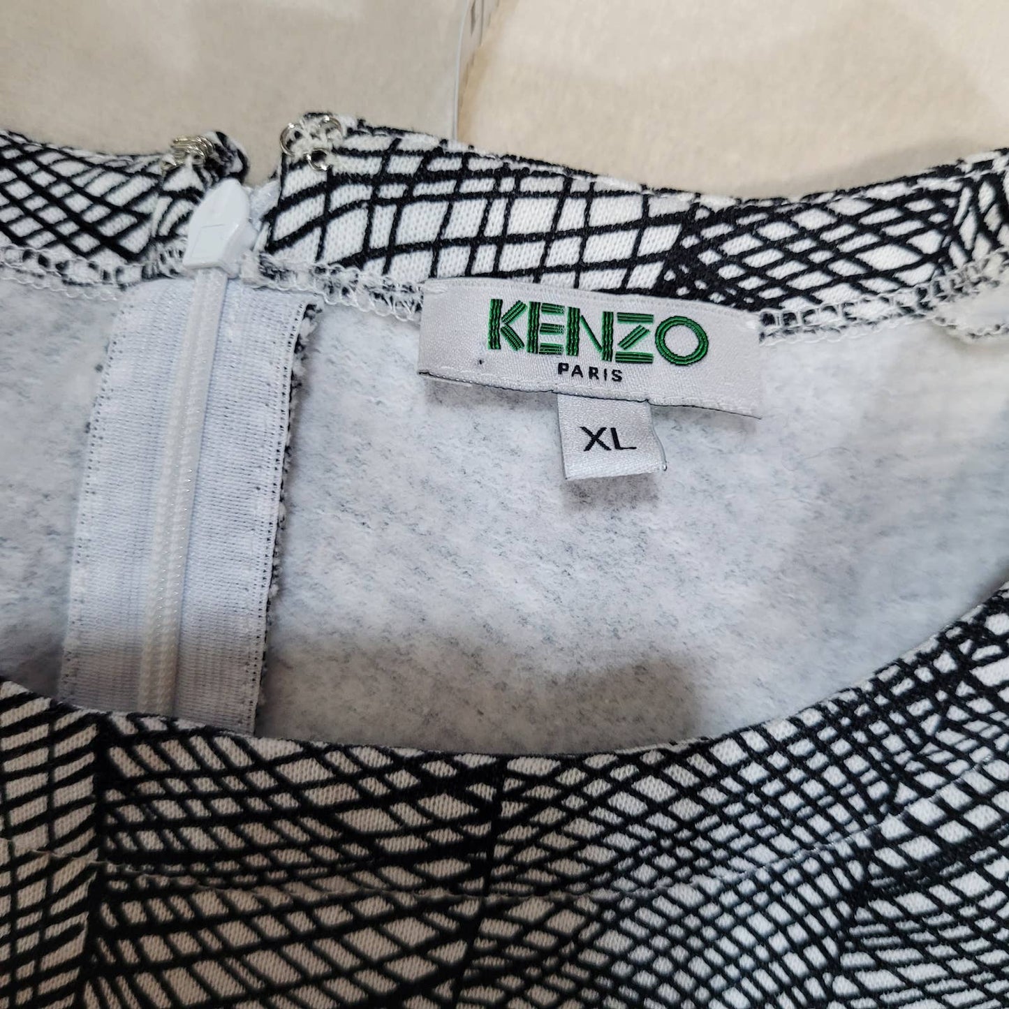 Kenzo Abstract Striped Fleece Lined Skater Dress - Size 12