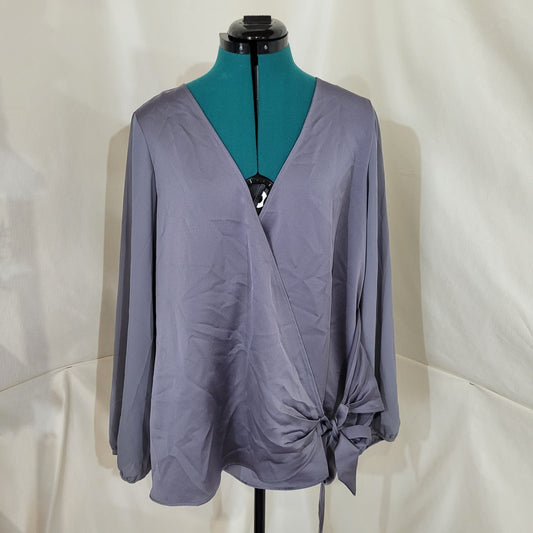 Jacques Vert Collection Satin Blouse with Chiffon Sleeves - Size 14
