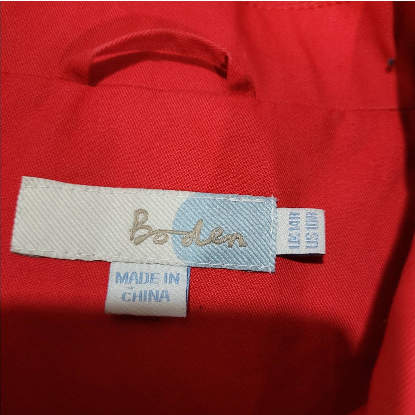 Boden Red Cotton Trench Coat - Size 10R