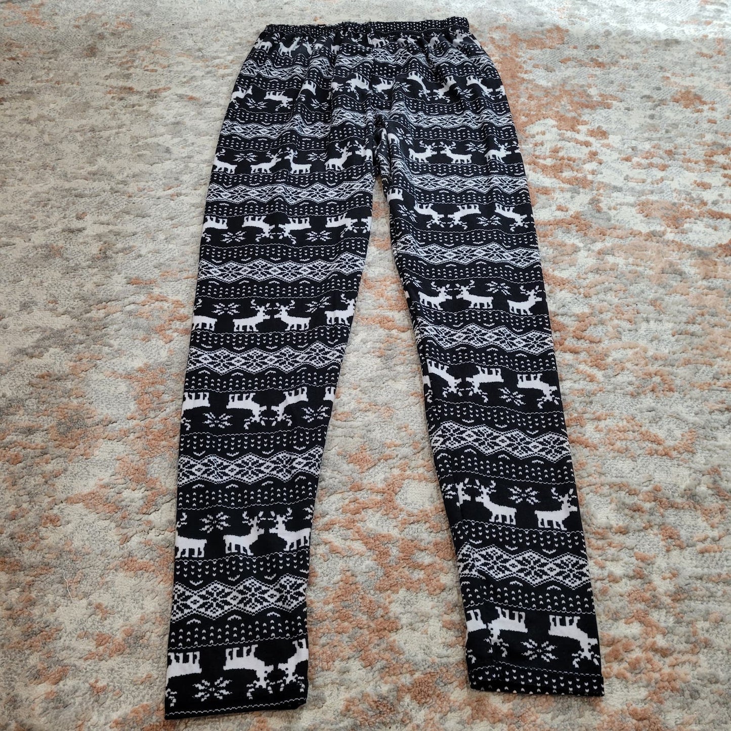 New Mix Black and White Reindeer Leggings - Plus Size (1X-2X)