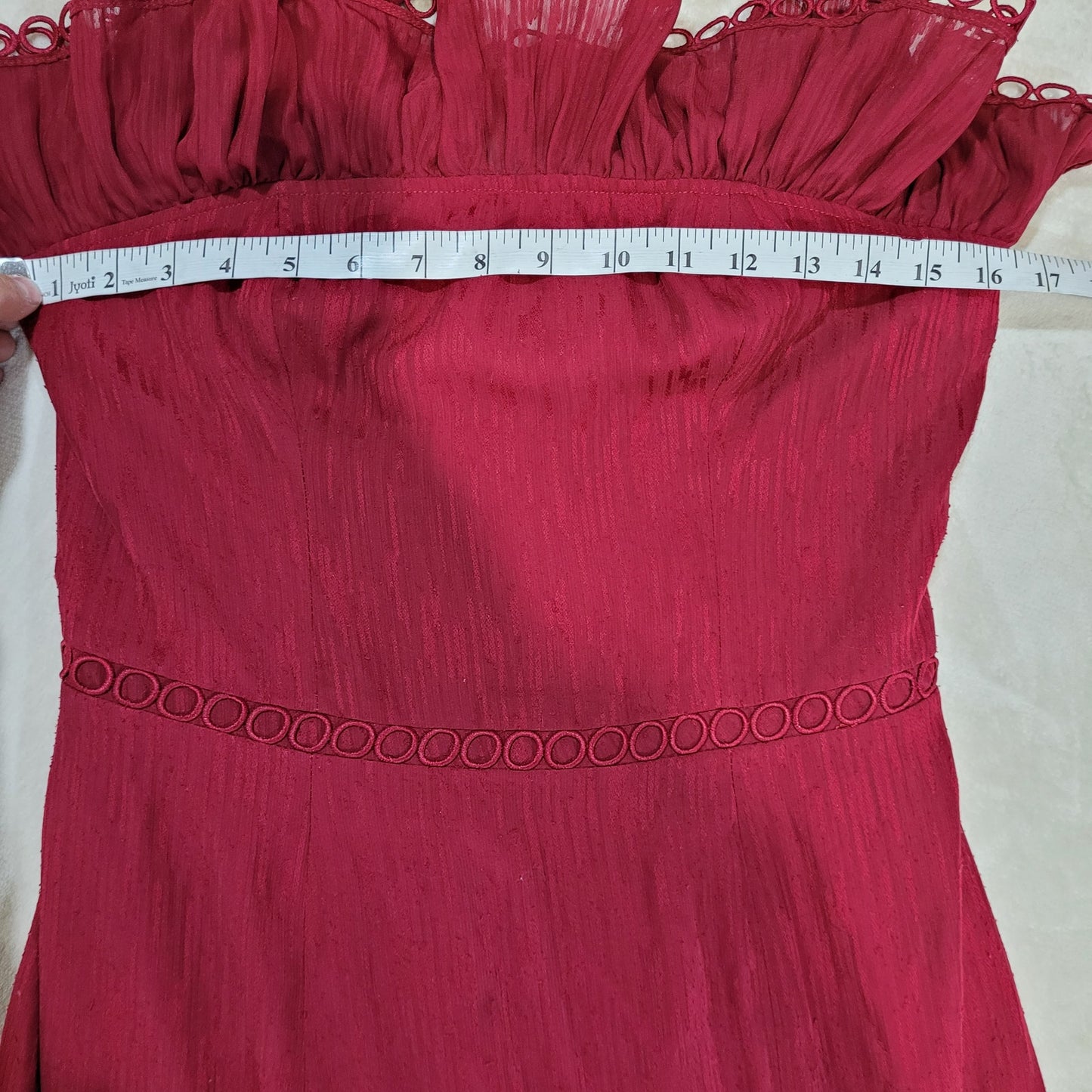 Keepsake the Label Too Close Ruffle Sheath Dress in Berry Red - Size Medium