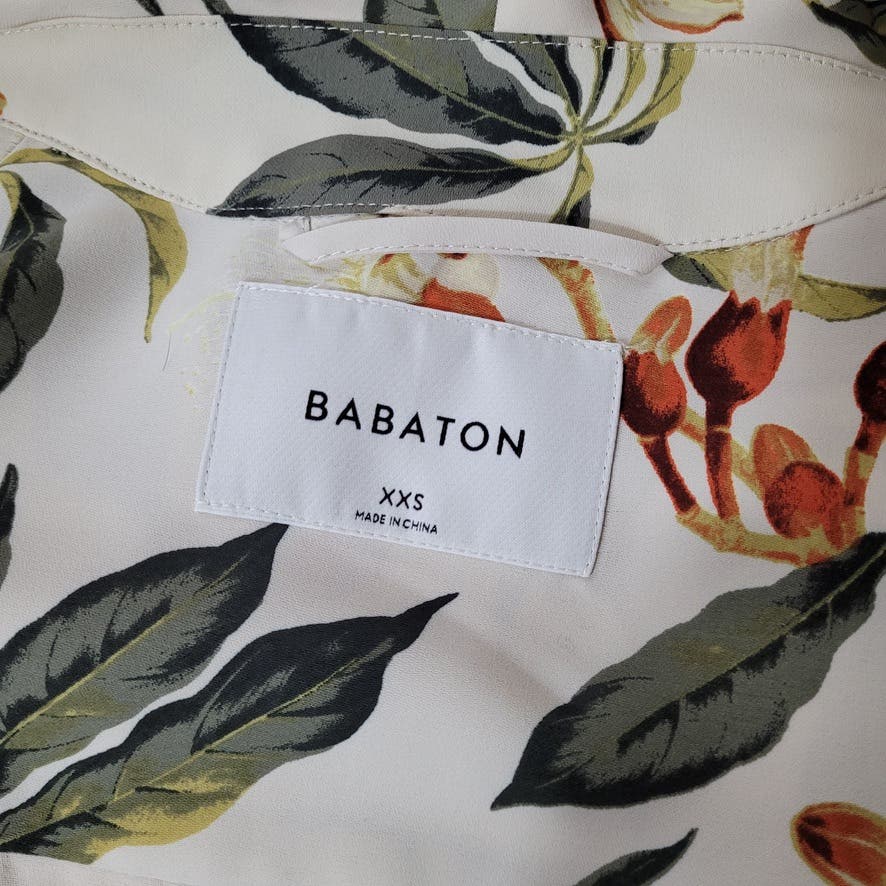 Aritzia Babaton Long Tropical Kahlo Robe jacket in Bone/Orange - Size XXS