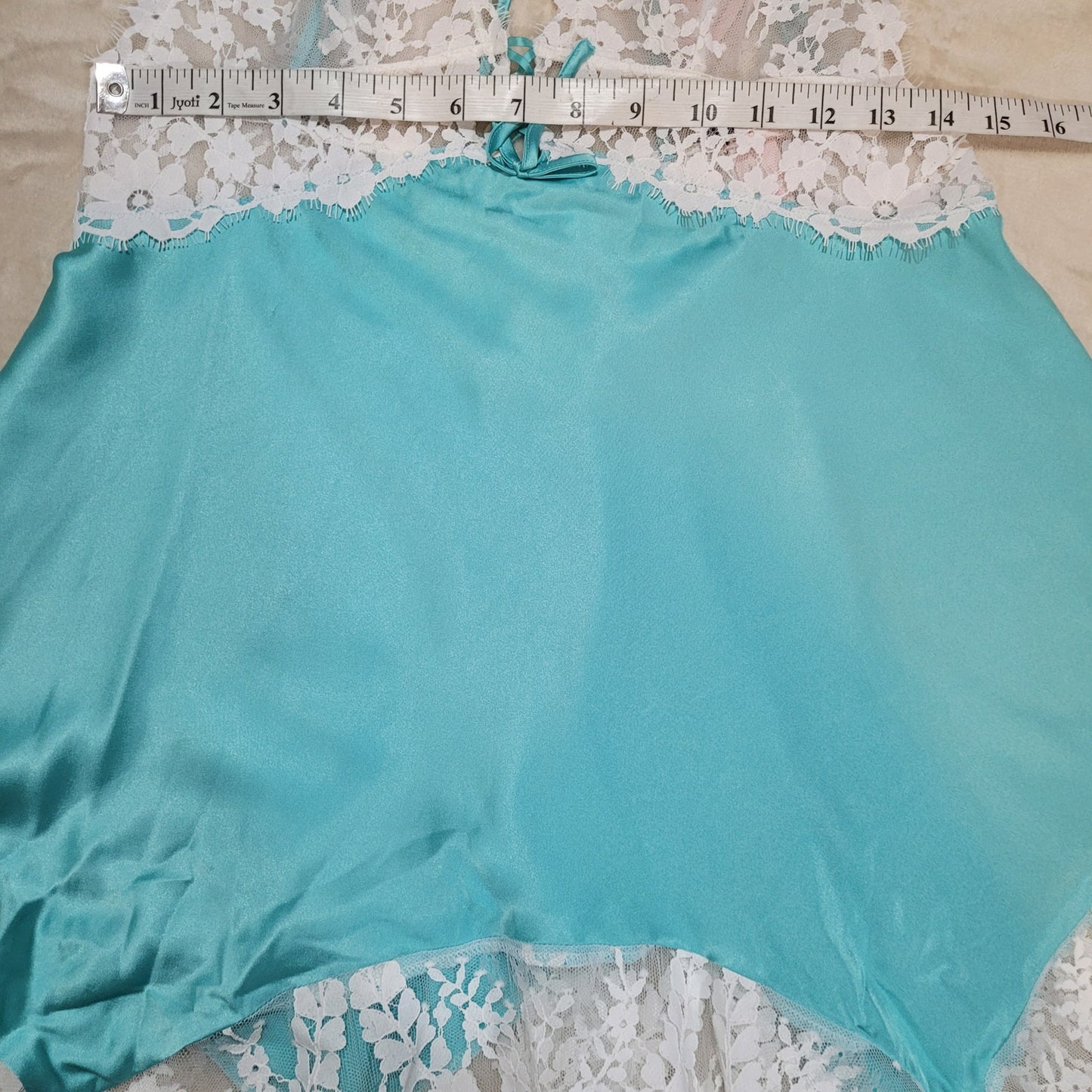 Victoria's Secret Tiffany Blue Satin Lace Bridal Chemise Slip - Size Medium