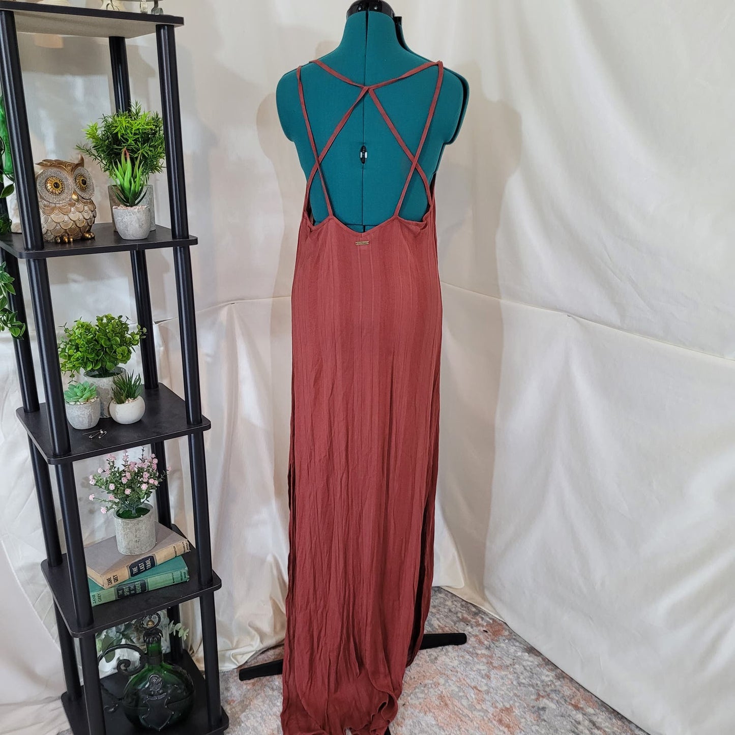 Element Eden Rust Striped Maxi Dress - Size Large
