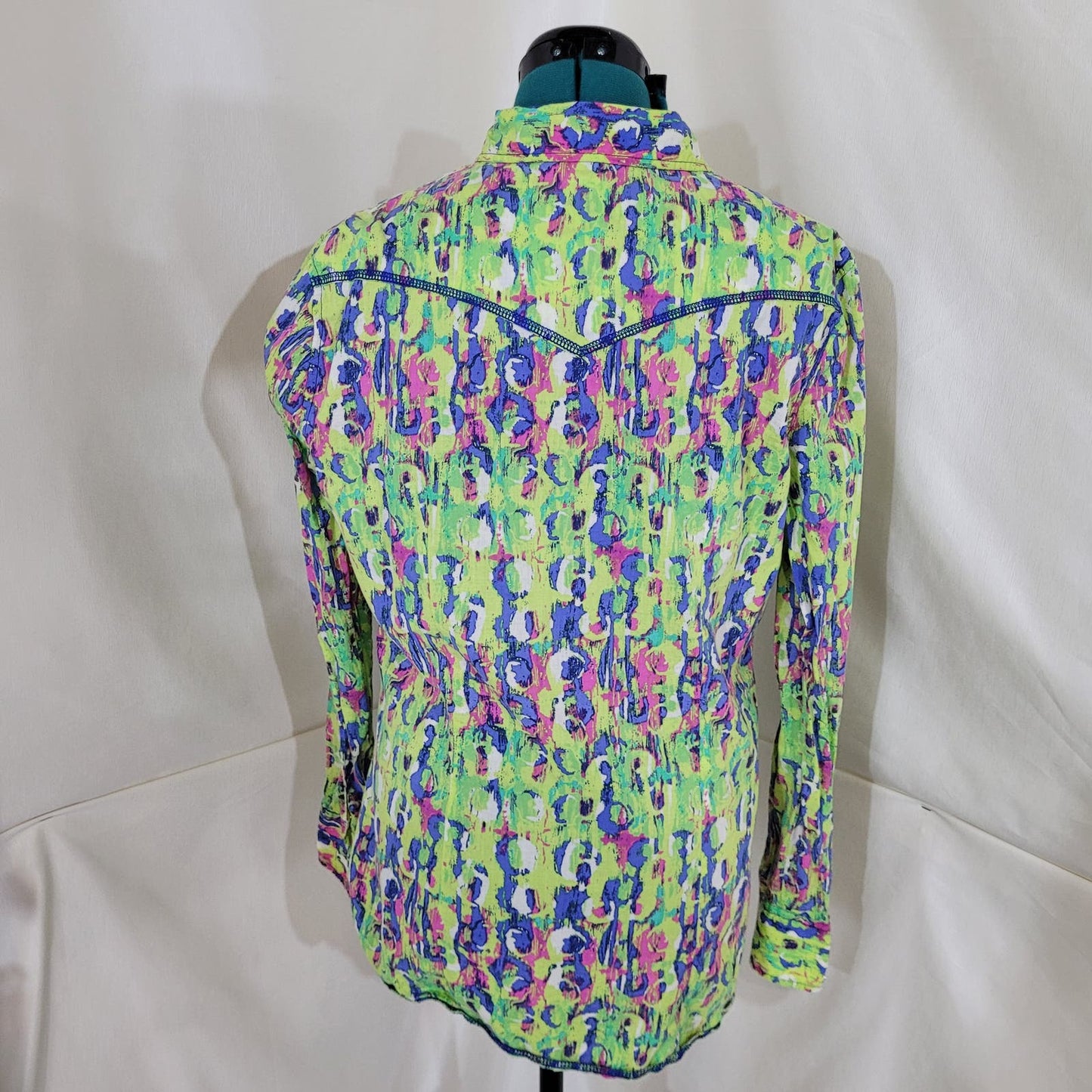 Tin Haul Neon Abstract Snap Button Shirt - Size Large