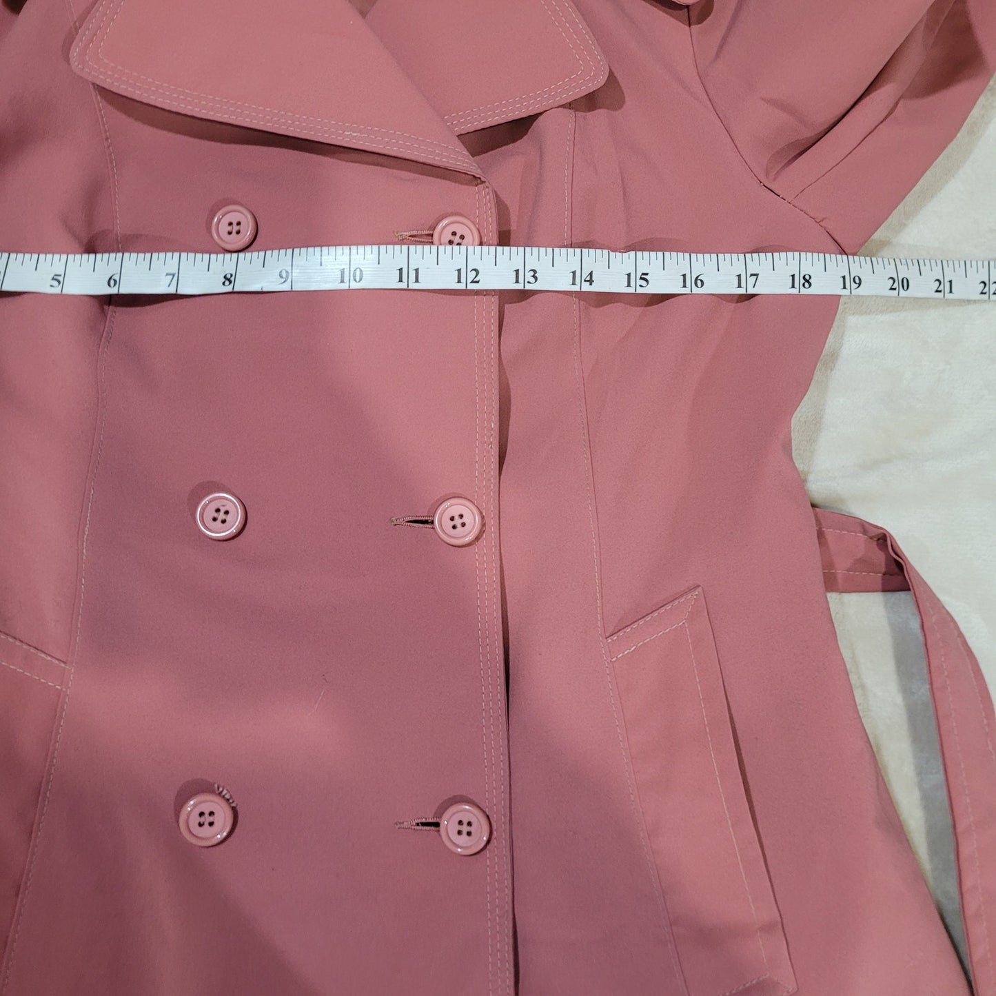 Vintage 1960s 1070s Betty Barclay Pink Trench Coat with Removable Hood - Medium