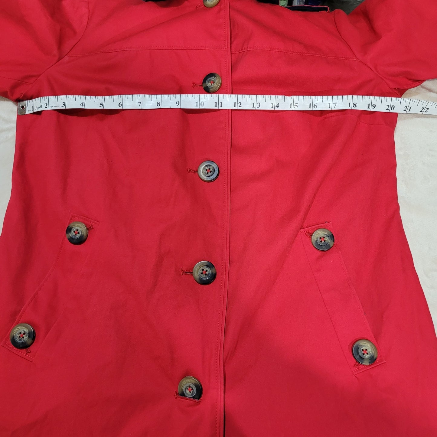 Boden Red Cotton Trench Coat - Size 10R