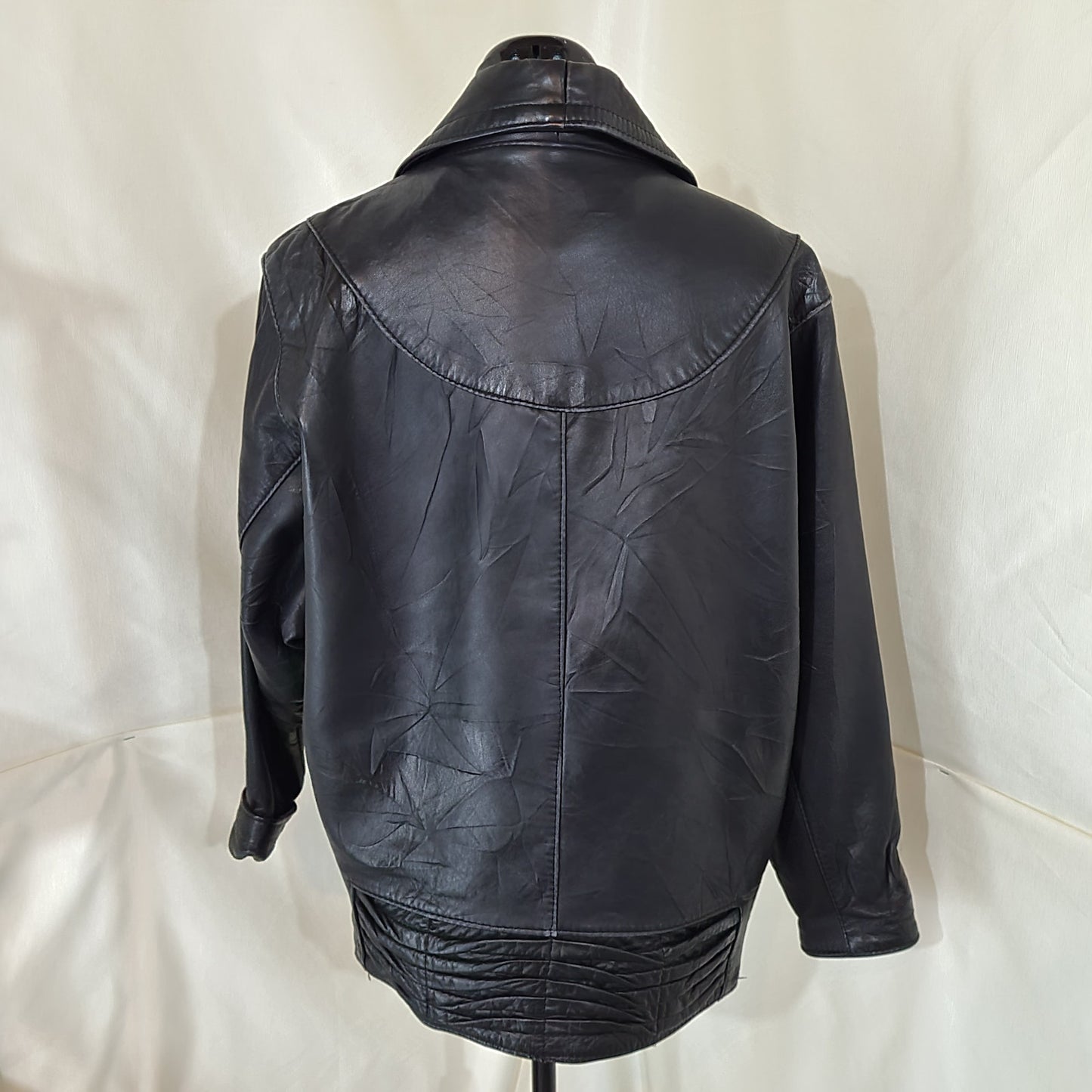 Vintage 1980s Valentino Pelle Black Leather Jacket - Size Medium