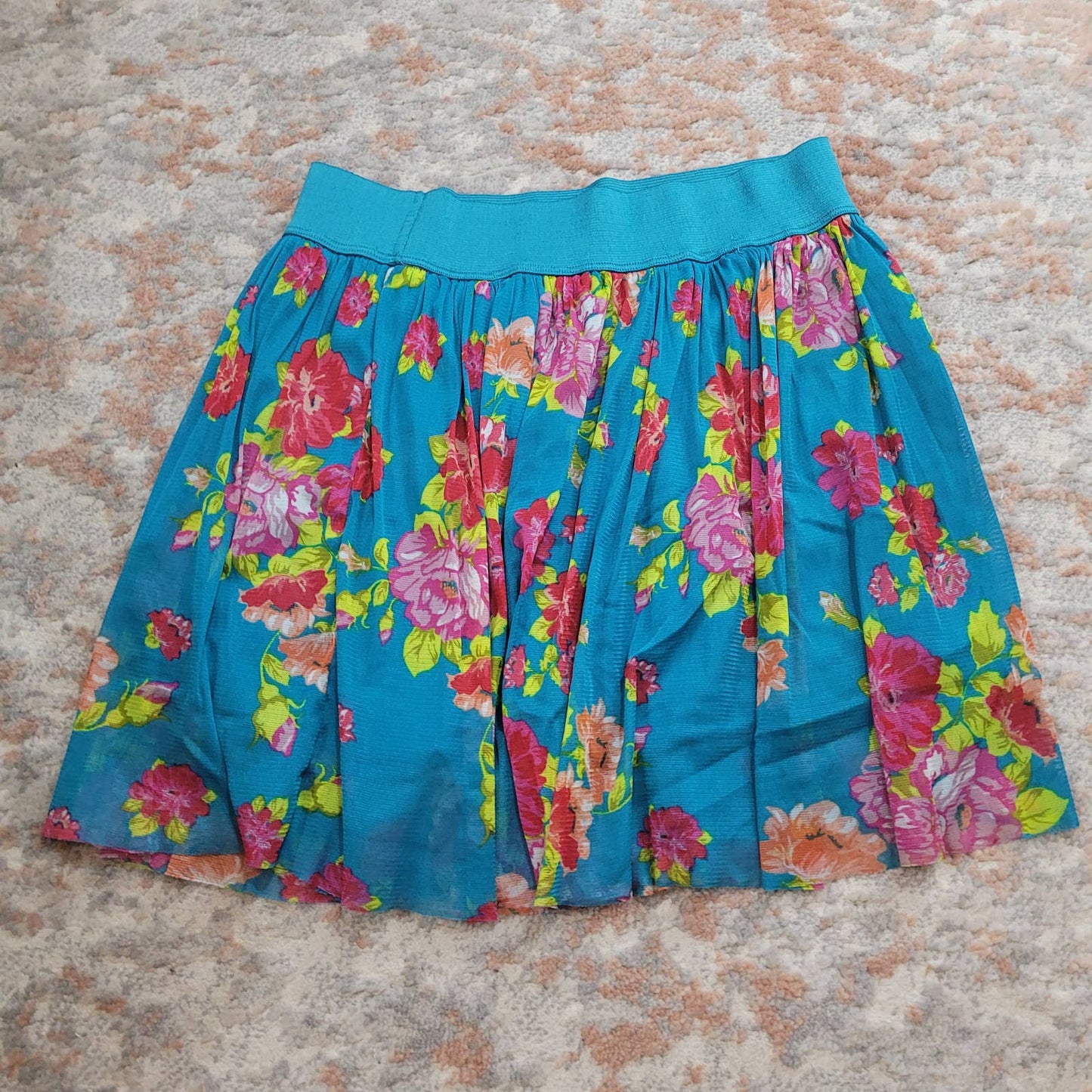 Adrene Blue Floral Skirt - Size Large