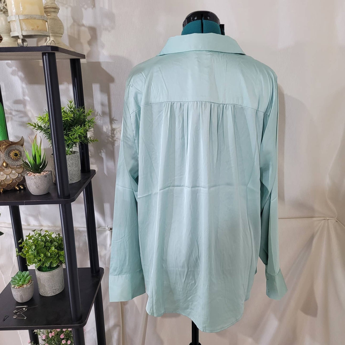 Torrid Madison Satin Button-Up Long Sleeve Shirt - Size 1X